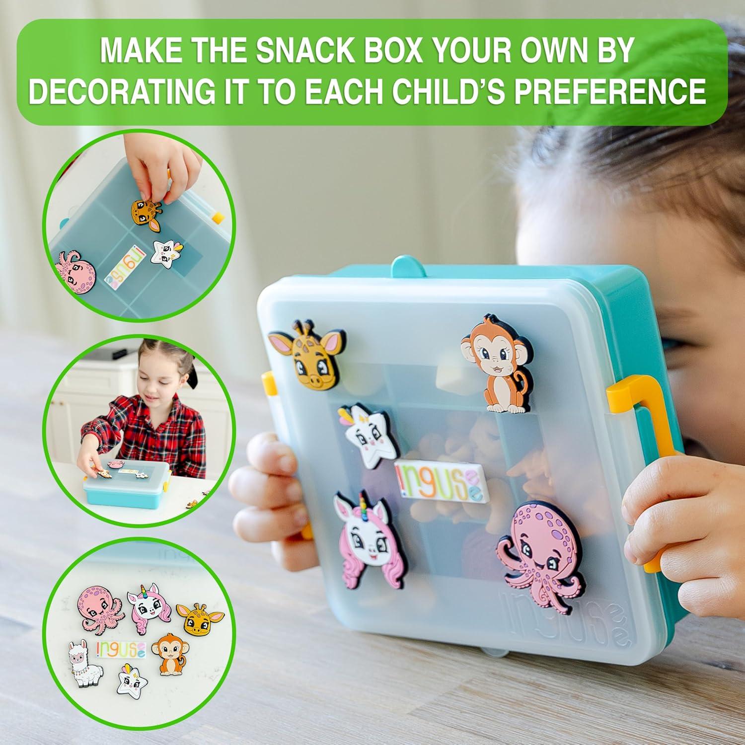 Caja de Snacks para Niños Turquesa - Contenedor Organizador 9 Compartimentos