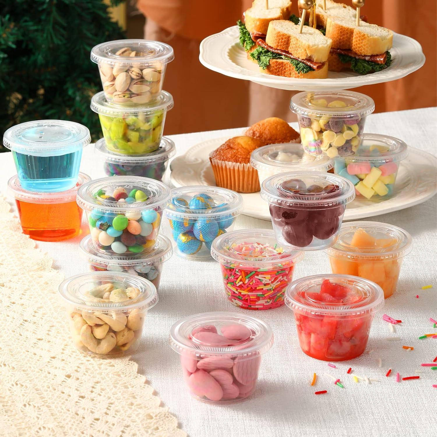 Tazas de Porción VITEVER 120 Sets 4 oz Apilables con Tapas