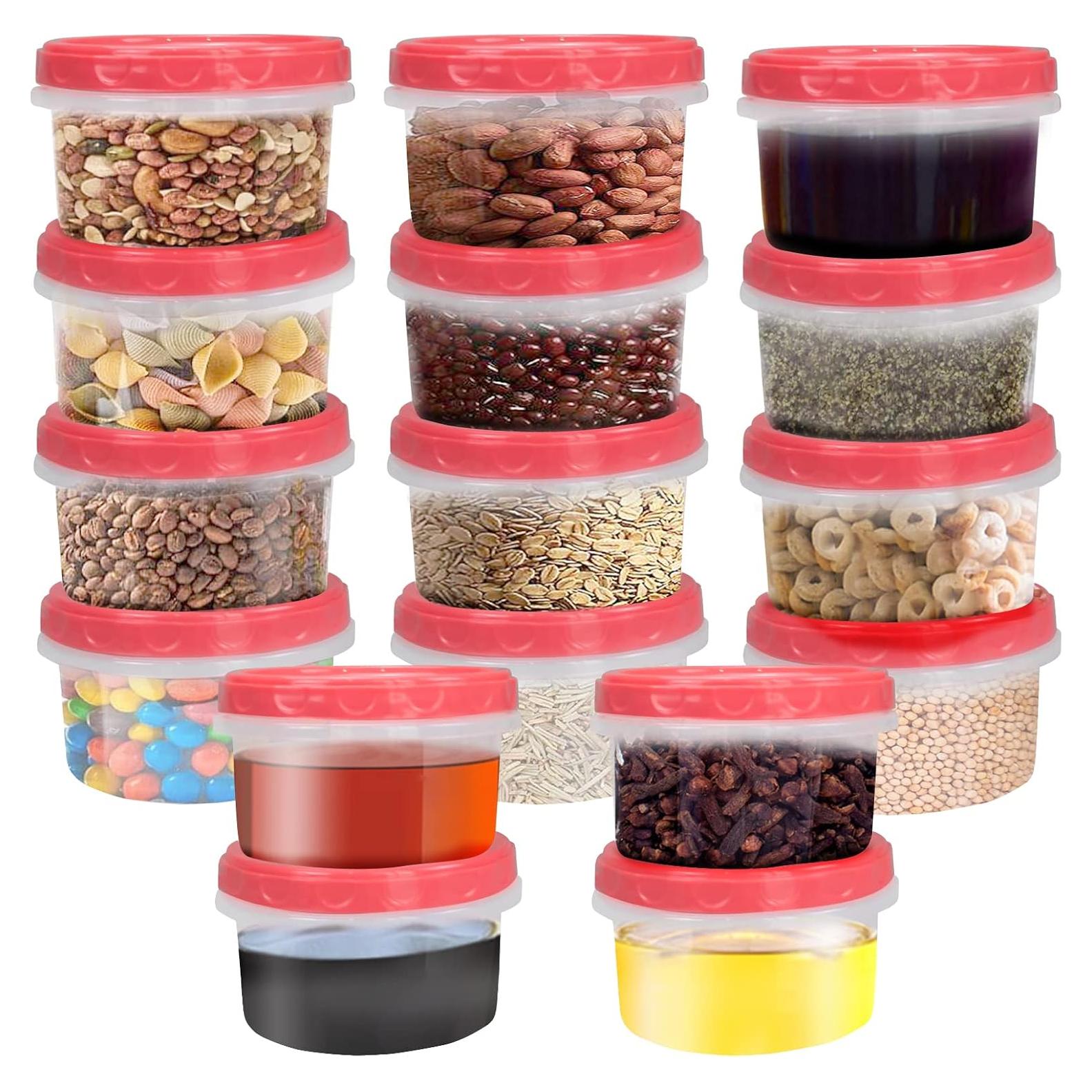 Frascos de almacenamiento plástico Jucaifu 16 piezas 240 ml rojos