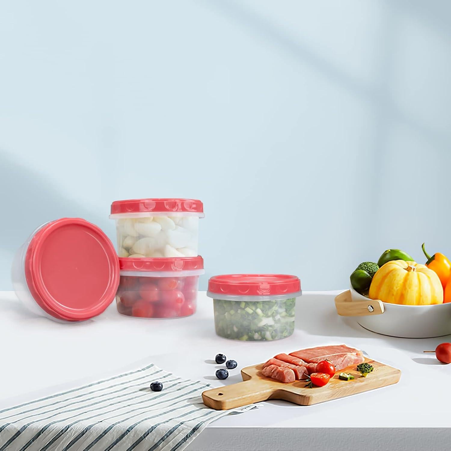 Frascos de almacenamiento plástico Jucaifu 16 piezas 240 ml rojos