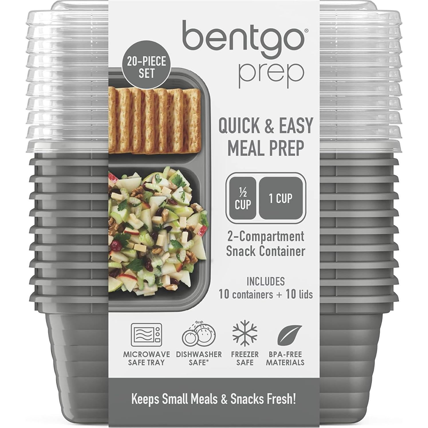 Contenedores de Snack Bentgo Prep 2 Compartimentos 20 Piezas