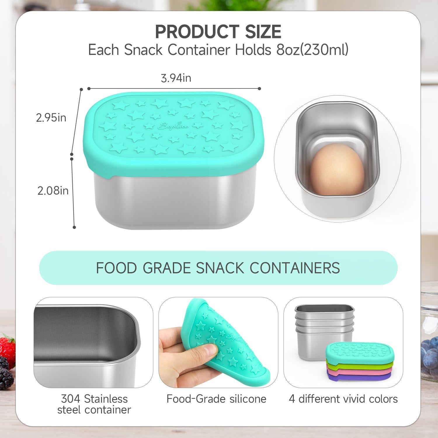 Contenedores de Aperitivos SOPHICO Acero Inoxidable 230 ml 4 Pack