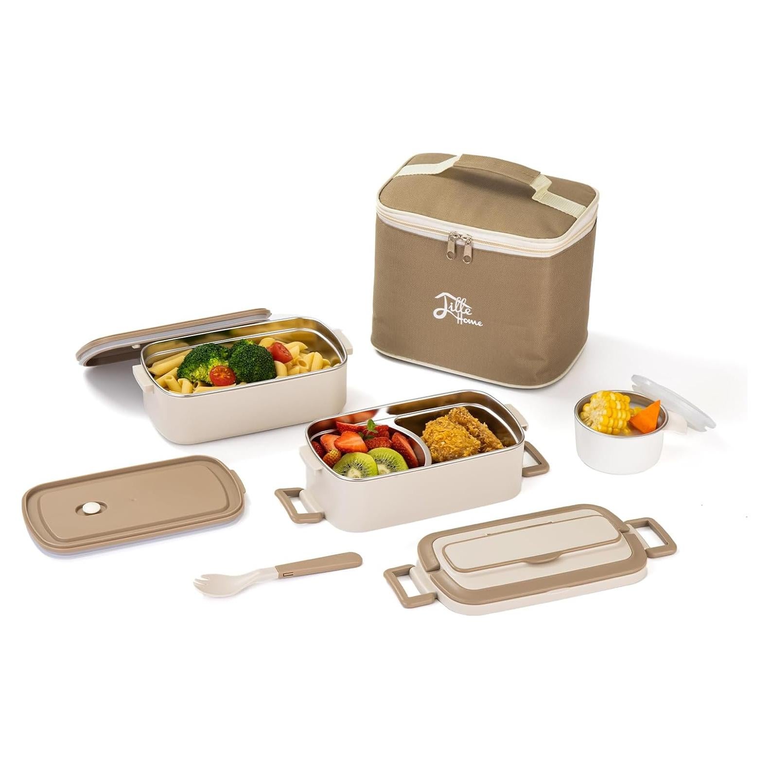 Caja de Almuerzo Bento Lille Home 2000 ml Acero Inoxidable Beige
