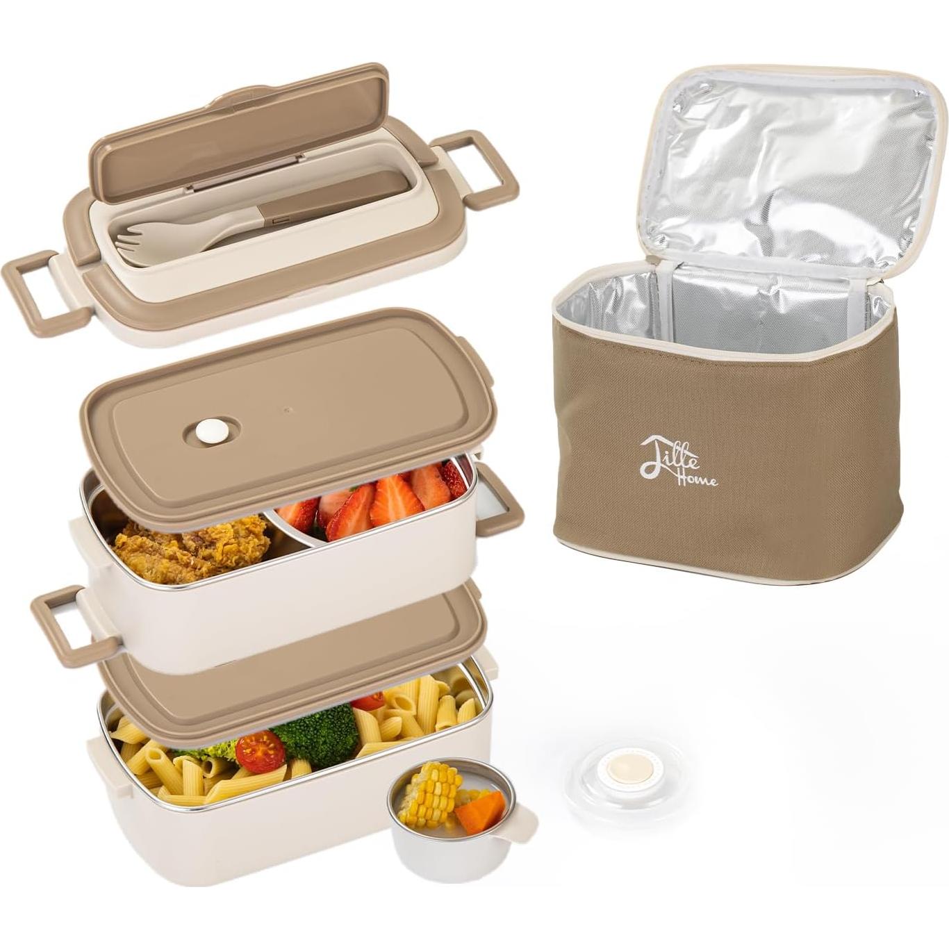 Caja de Almuerzo Bento Lille Home 2000 ml Acero Inoxidable Beige