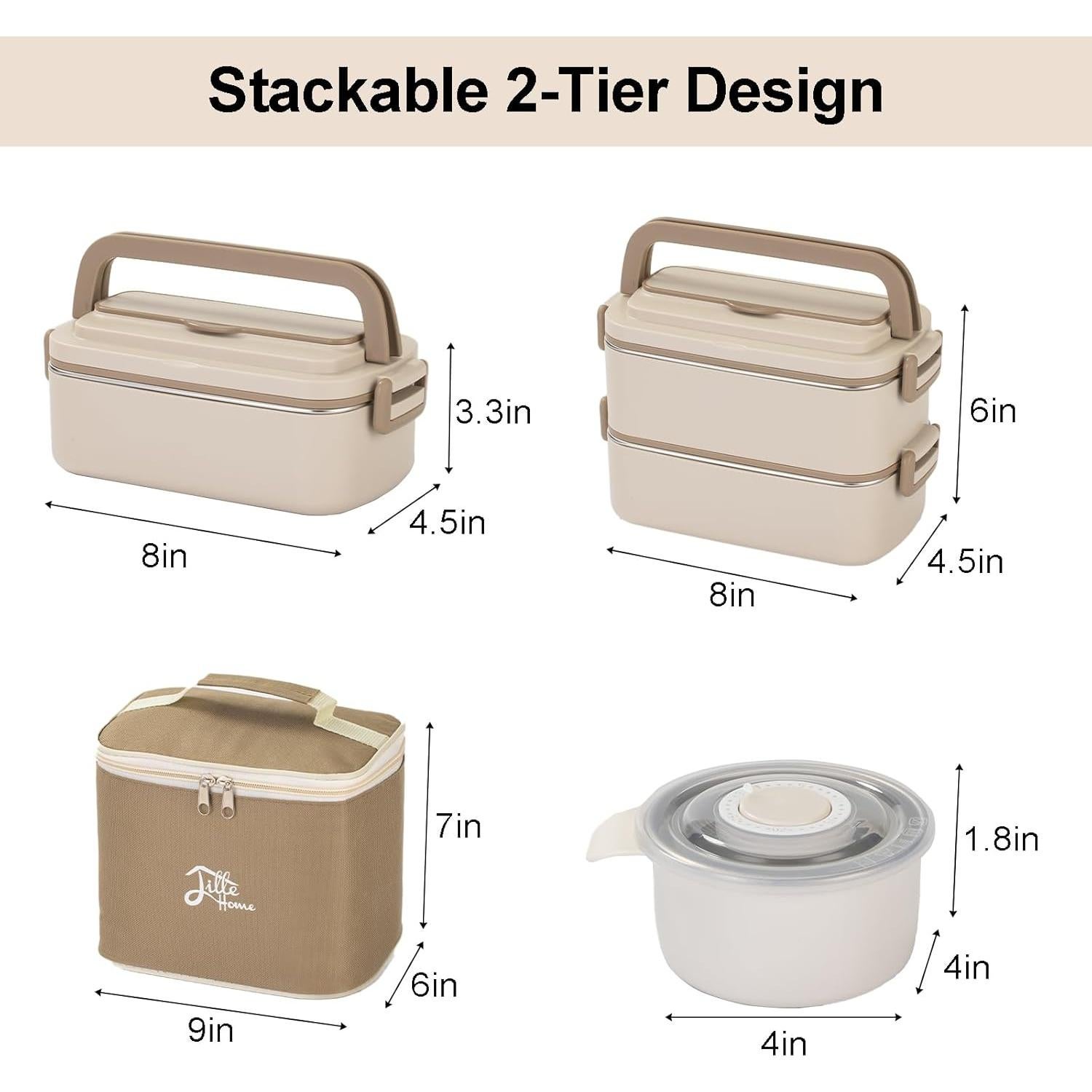 Caja de Almuerzo Bento Lille Home 2000 ml Acero Inoxidable Beige