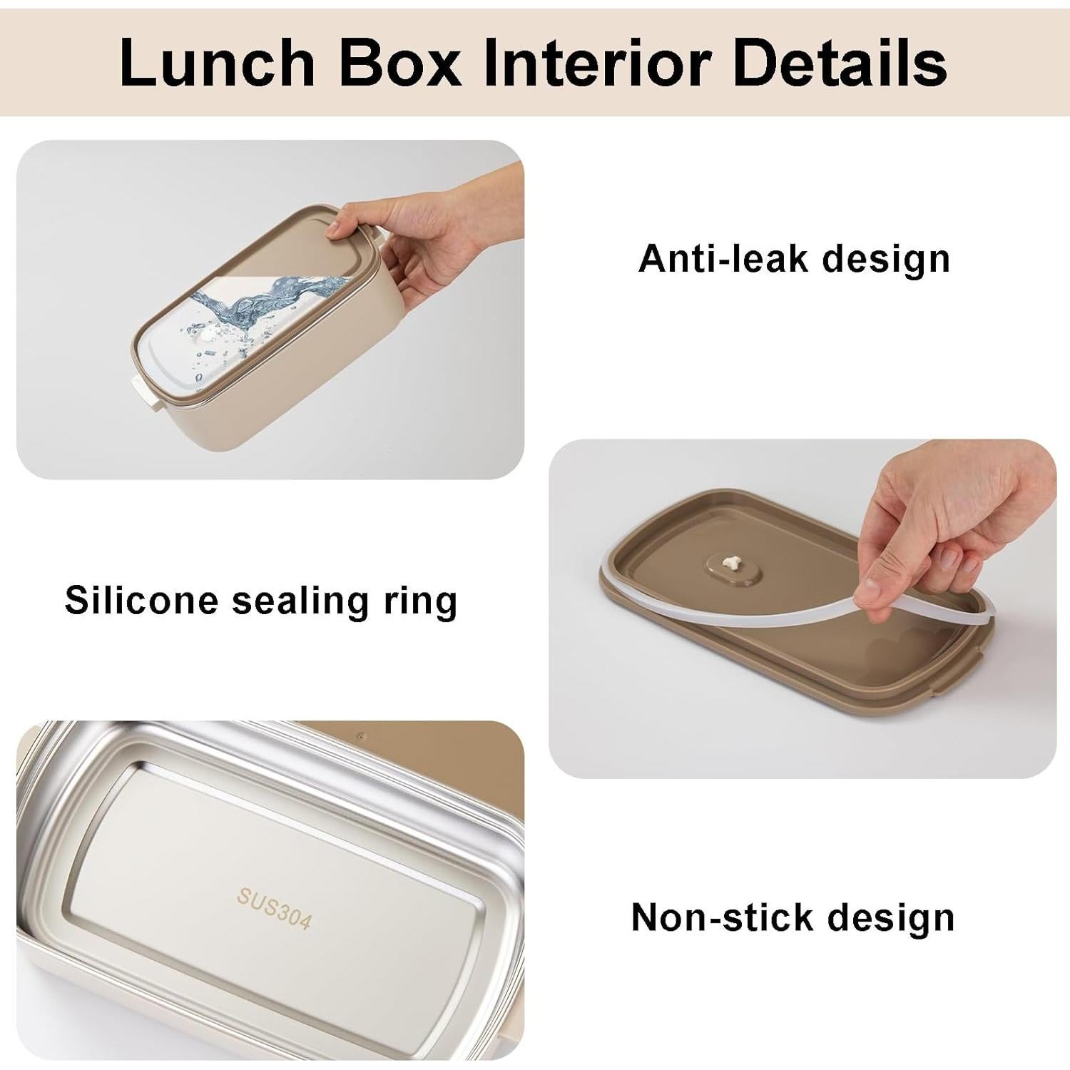 Caja de Almuerzo Bento Lille Home 2000 ml Acero Inoxidable Beige