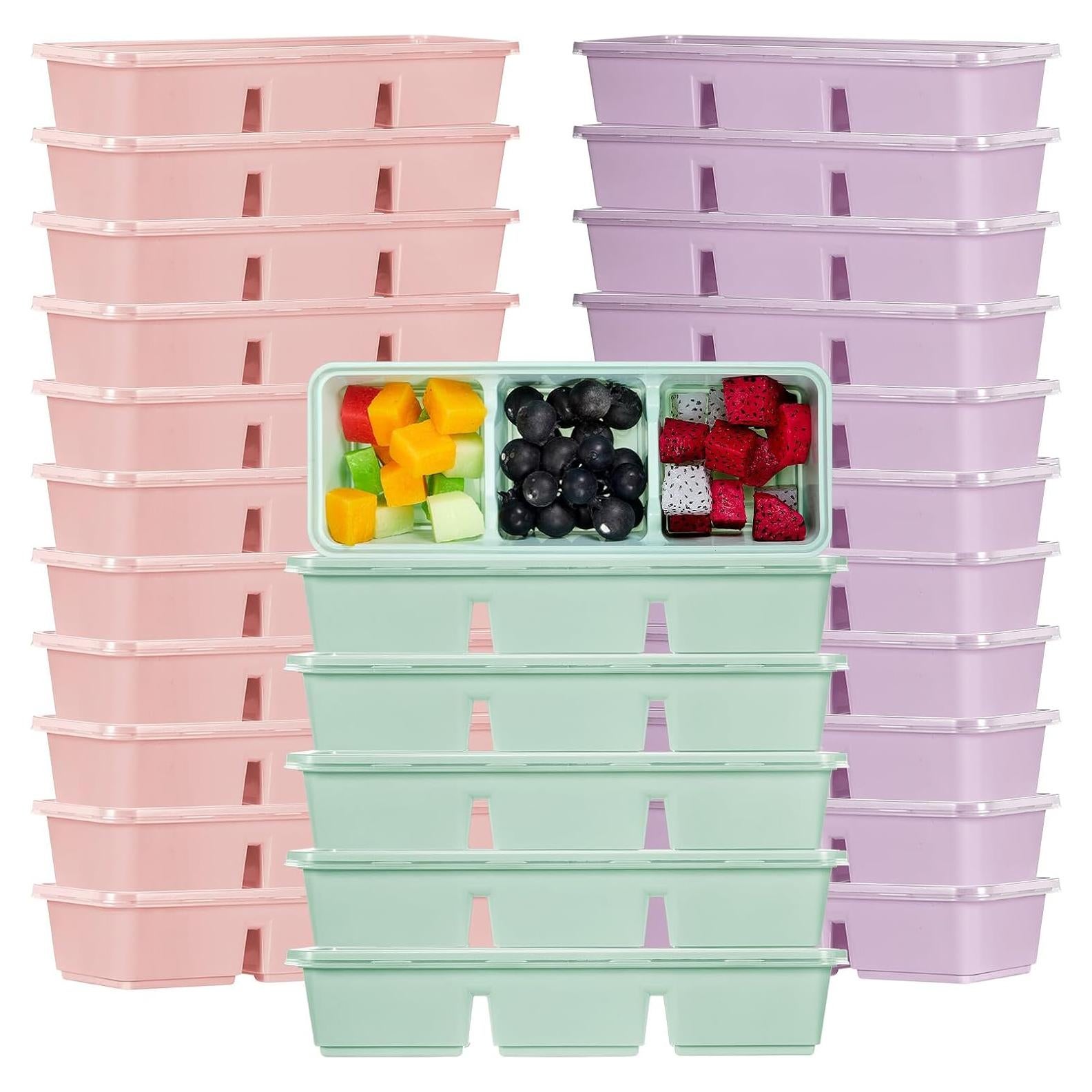 Contenedores de Comida Desechables Hushee 25 Piezas 500 ml 3 Compartimentos