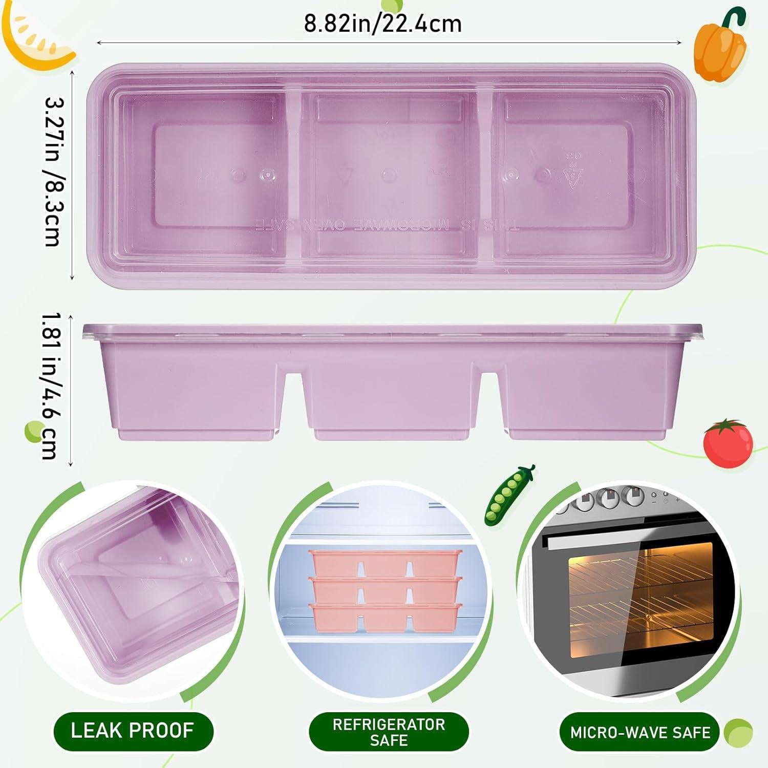 Contenedores de Comida Desechables Hushee 25 Piezas 500 ml 3 Compartimentos