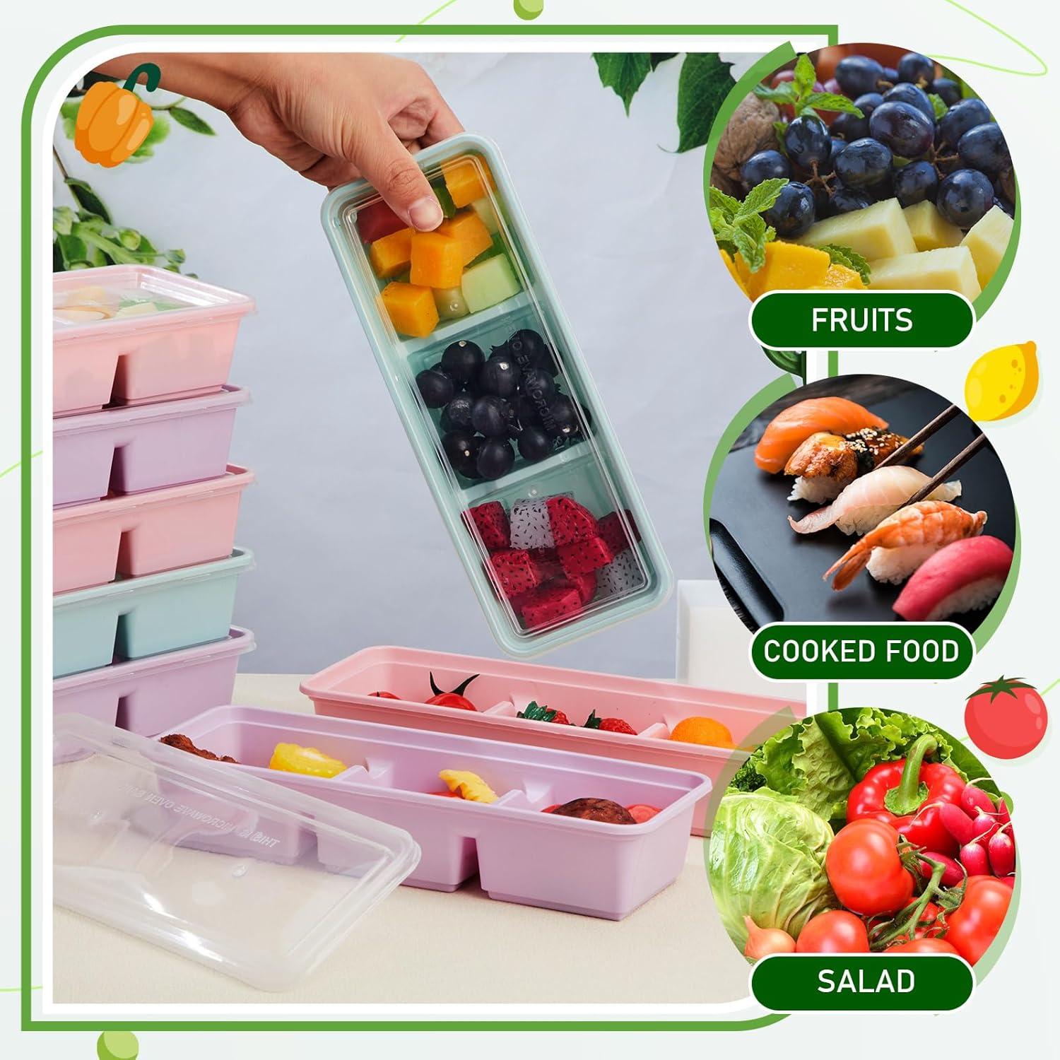 Contenedores de Comida Desechables Hushee 25 Piezas 500 ml 3 Compartimentos