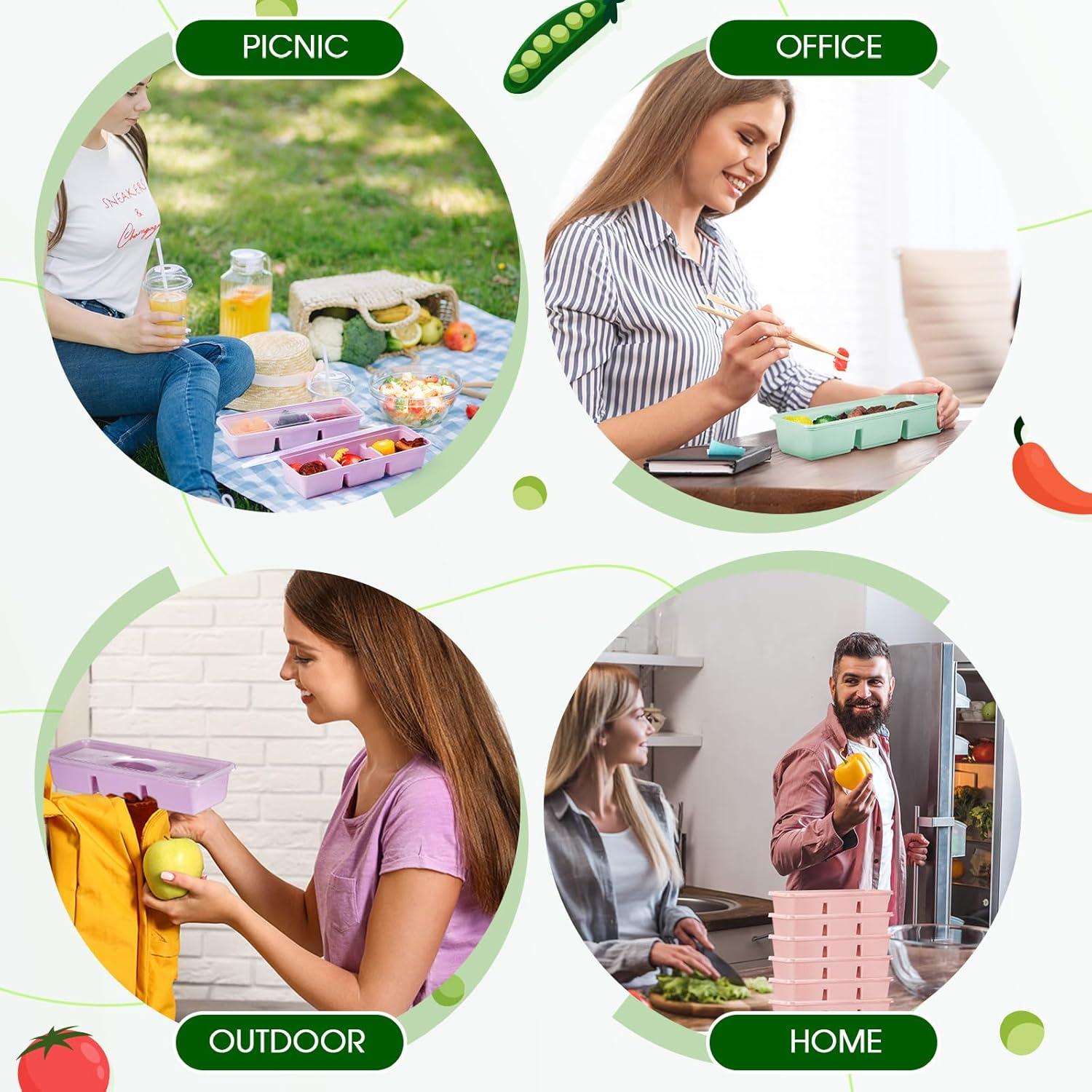 Contenedores de Comida Desechables Hushee 25 Piezas 500 ml 3 Compartimentos