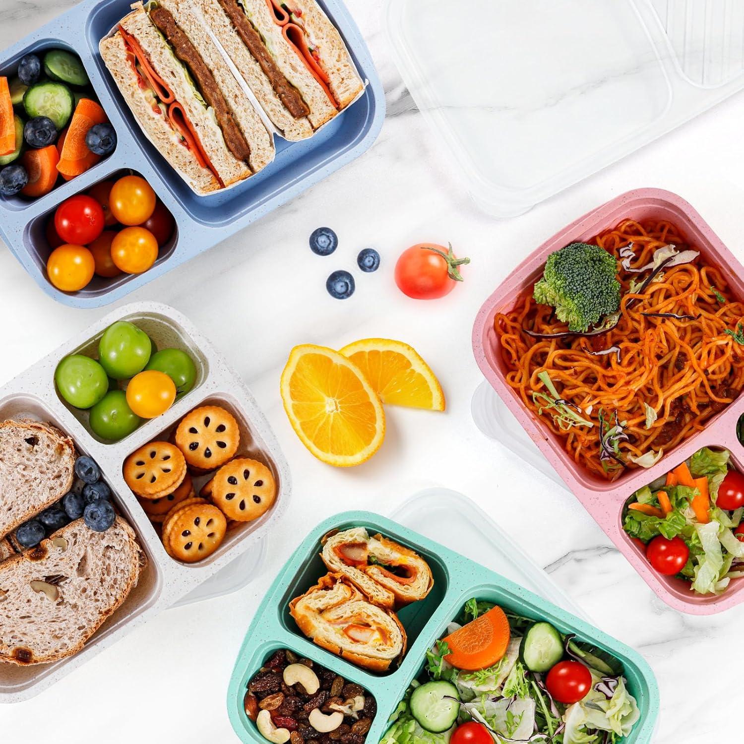 Contenedores de Almuerzo Caperci 4 Piezas 1000ml 3 Compartimentos