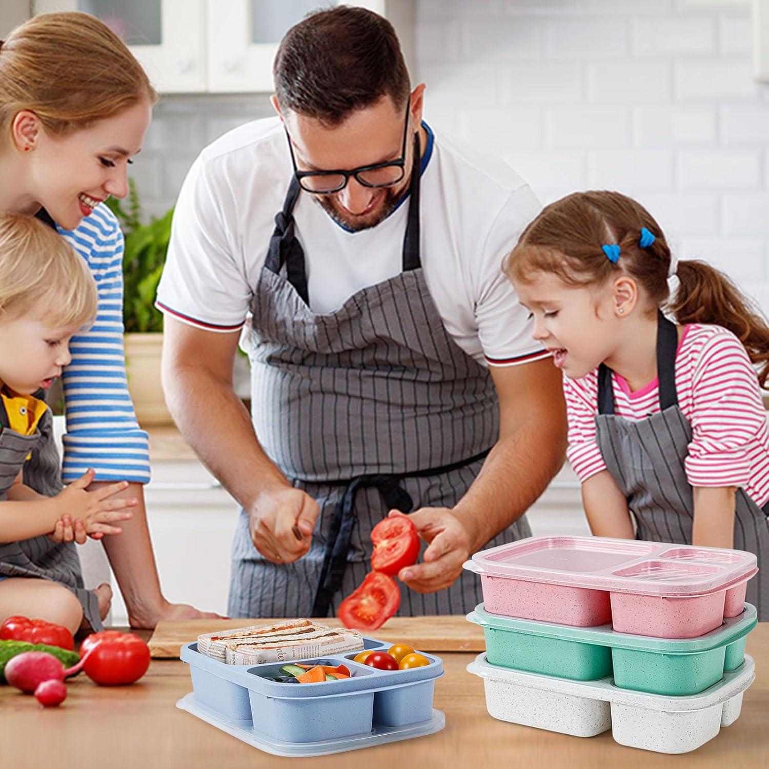 Contenedores de Almuerzo Caperci 4 Piezas 1000ml 3 Compartimentos