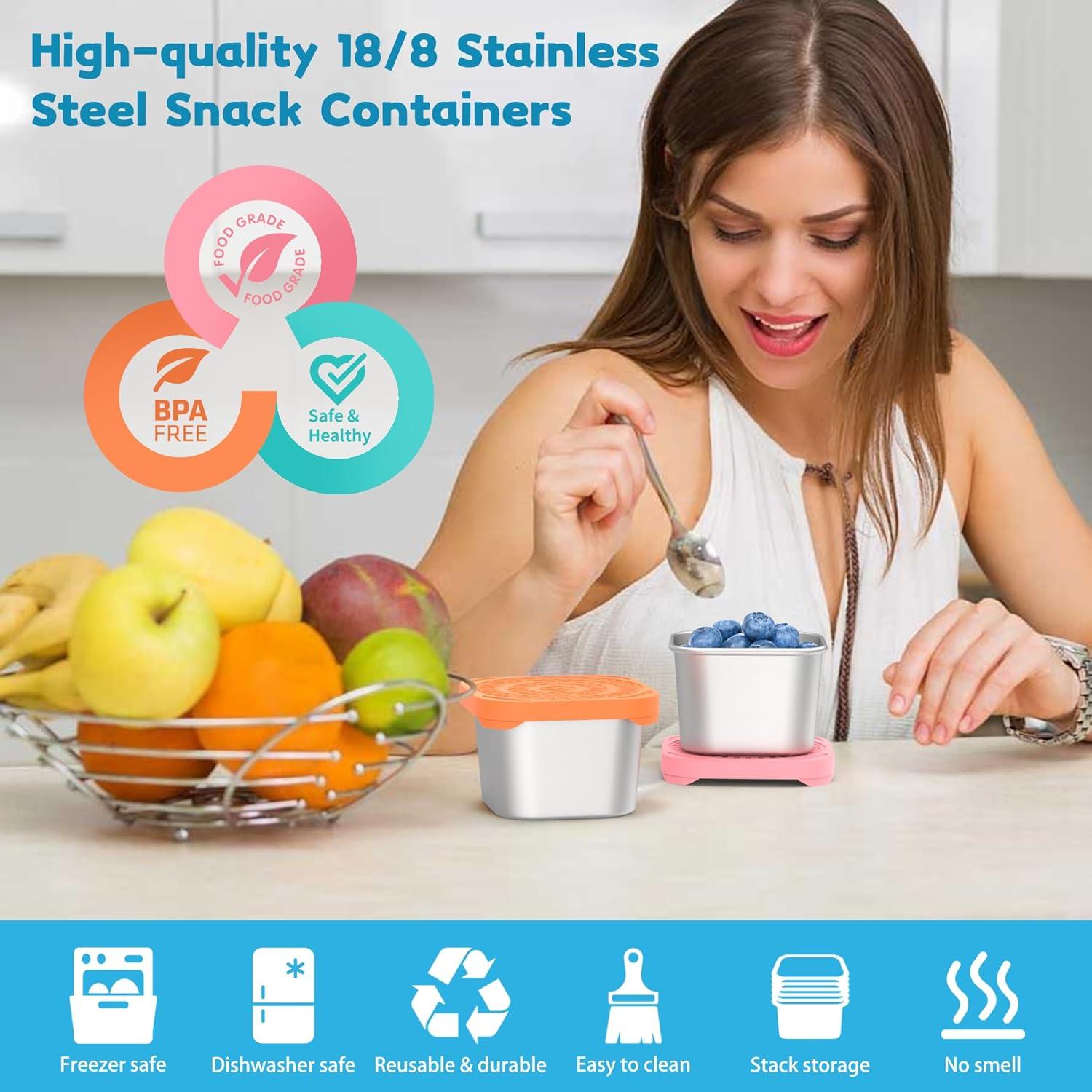 Paquete de 6 Contenedores de Snack CasaCulina 180ml Acero Inoxidable