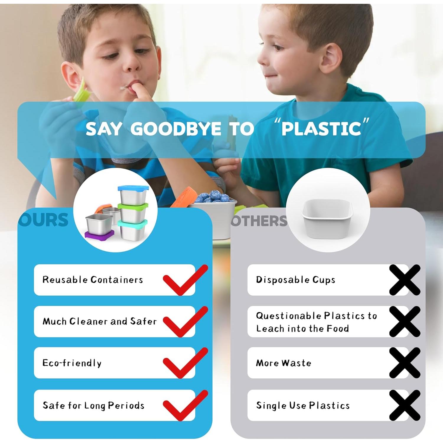 Paquete de 6 Contenedores de Snack CasaCulina 180ml Acero Inoxidable