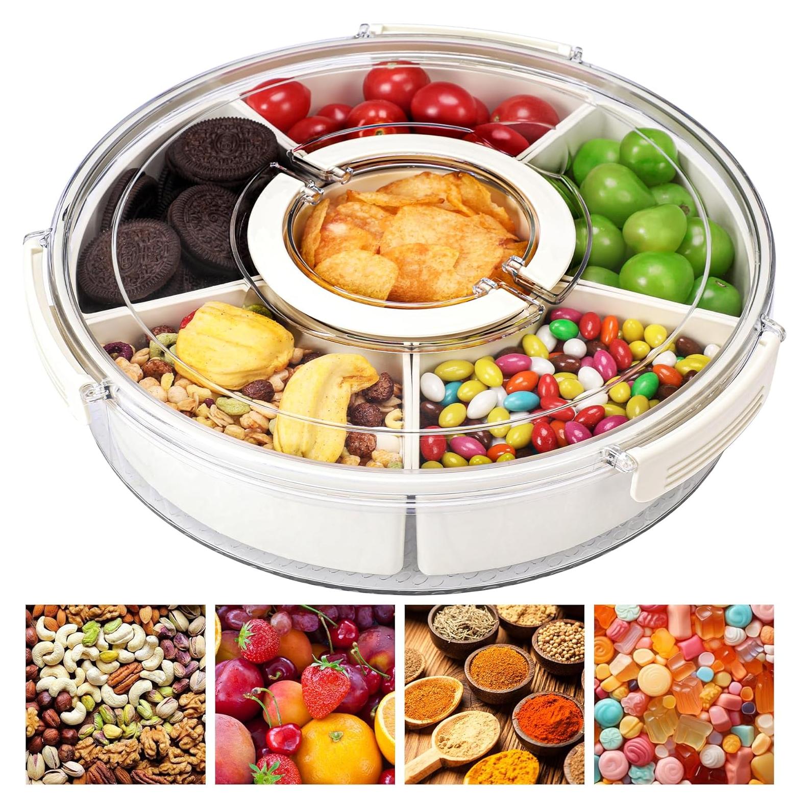 Contenedor Snackle Box Beige 6 Compartimentos 30.99 cm