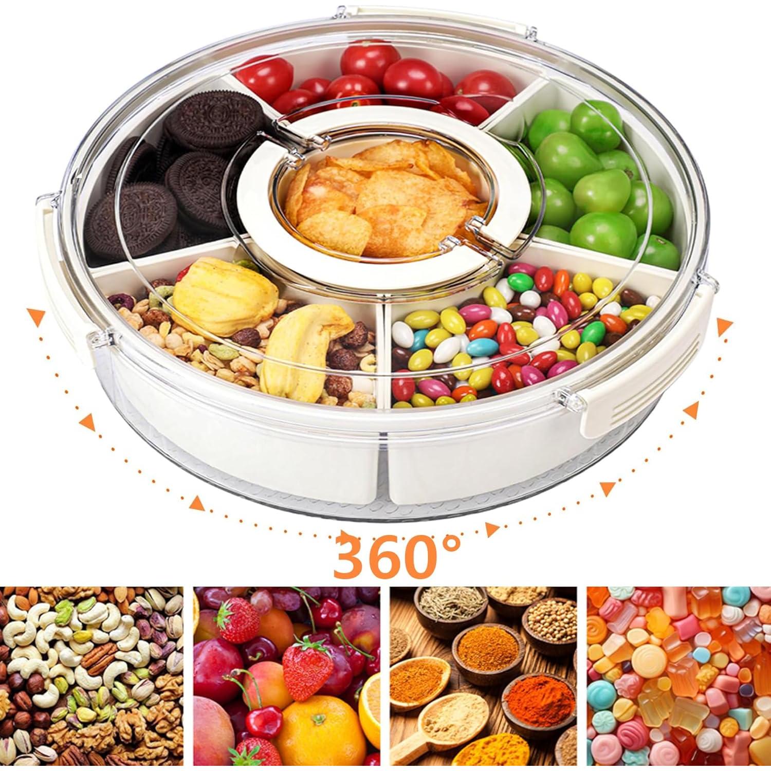 Contenedor Snackle Box Beige 6 Compartimentos 30.99 cm