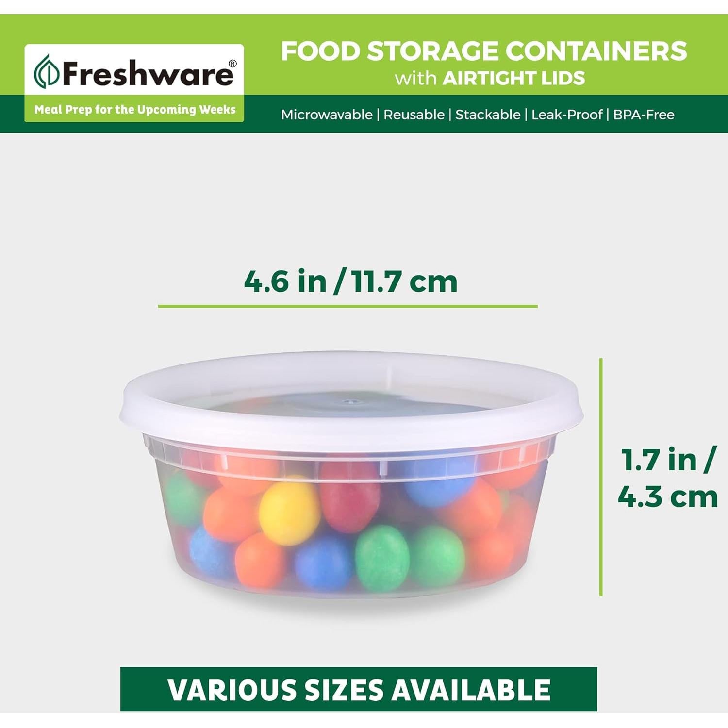 Contenedores de Almacenamiento Freshware 50 Set 8 oz Herméticos