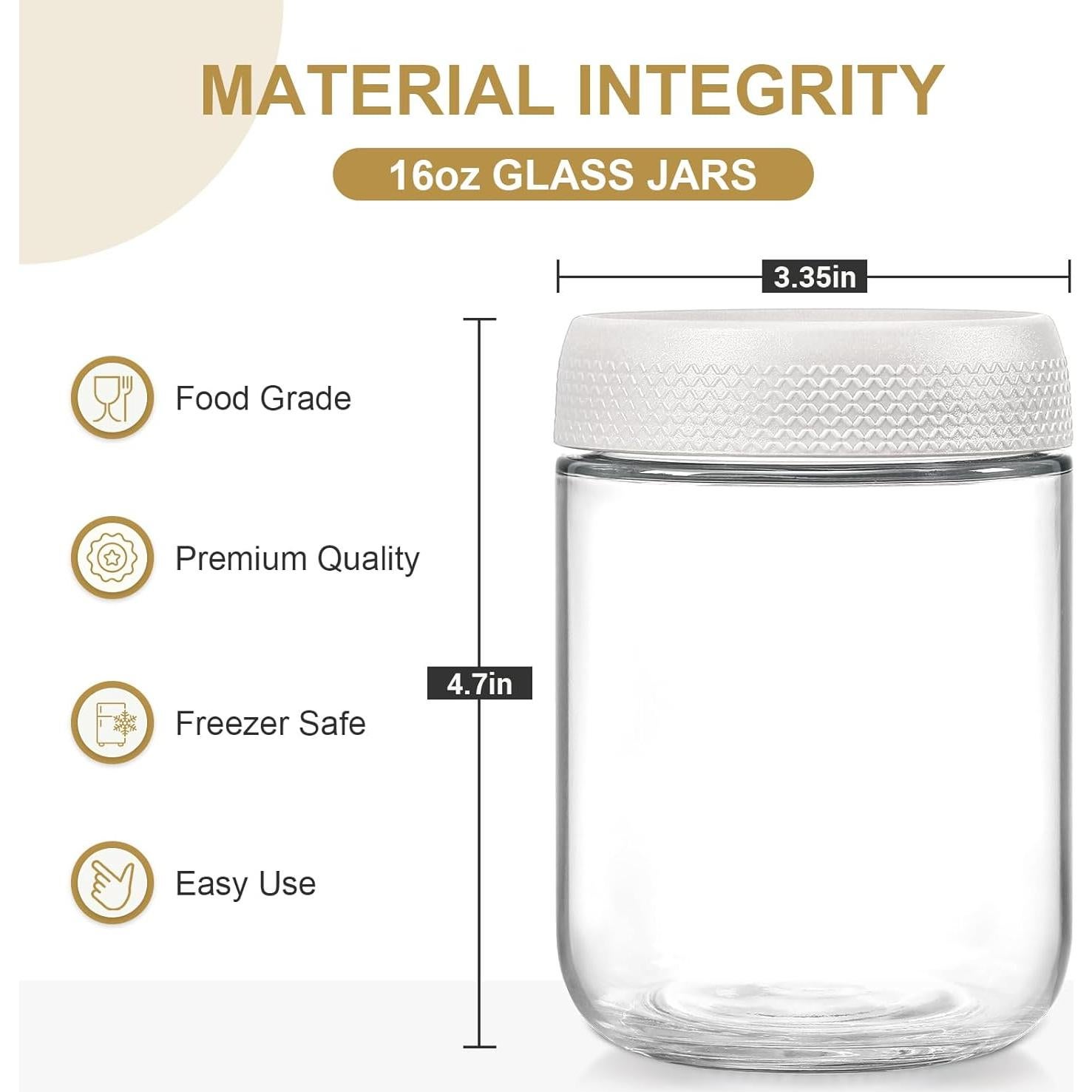 Frascos de vidrio herméticos NETANY 473ml - Paquete de 6