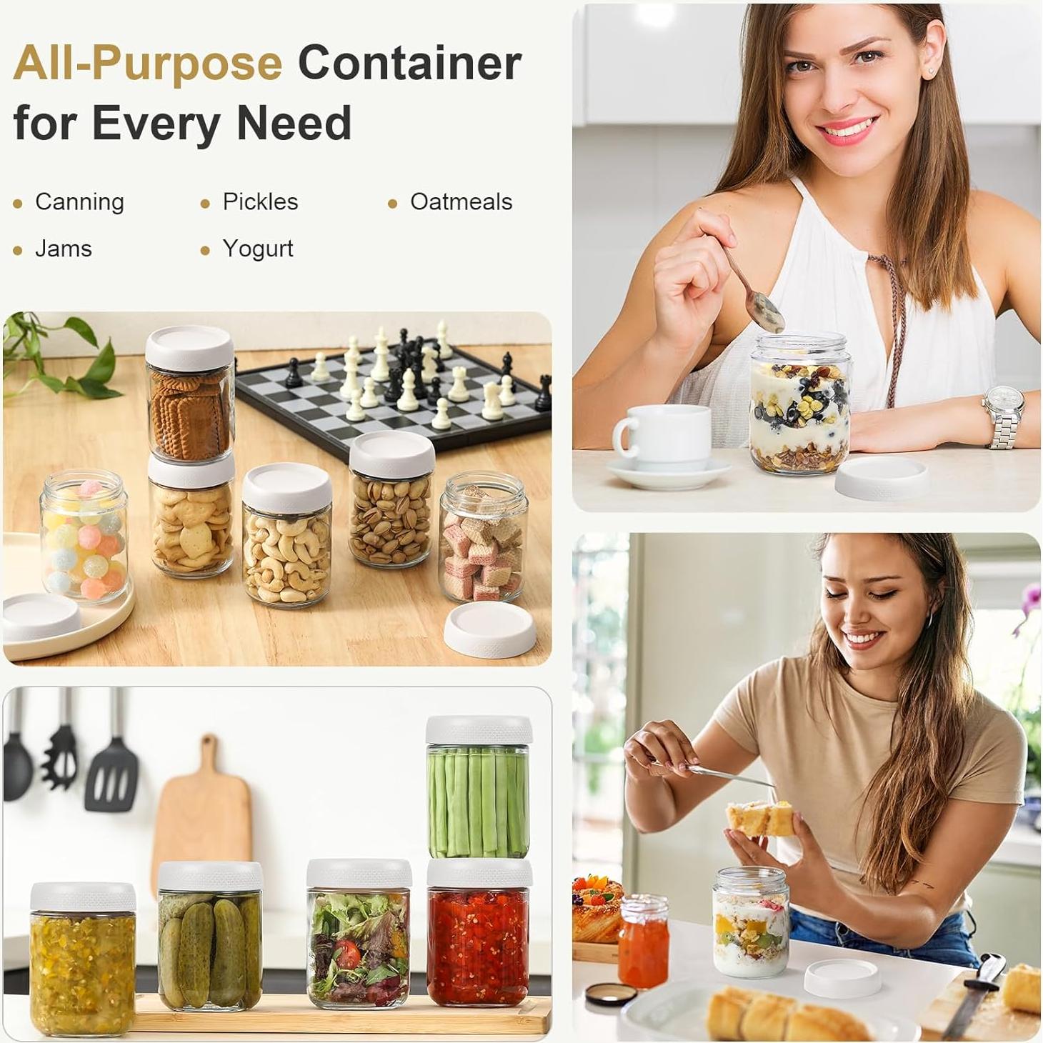 Frascos de vidrio herméticos NETANY 473ml - Paquete de 6