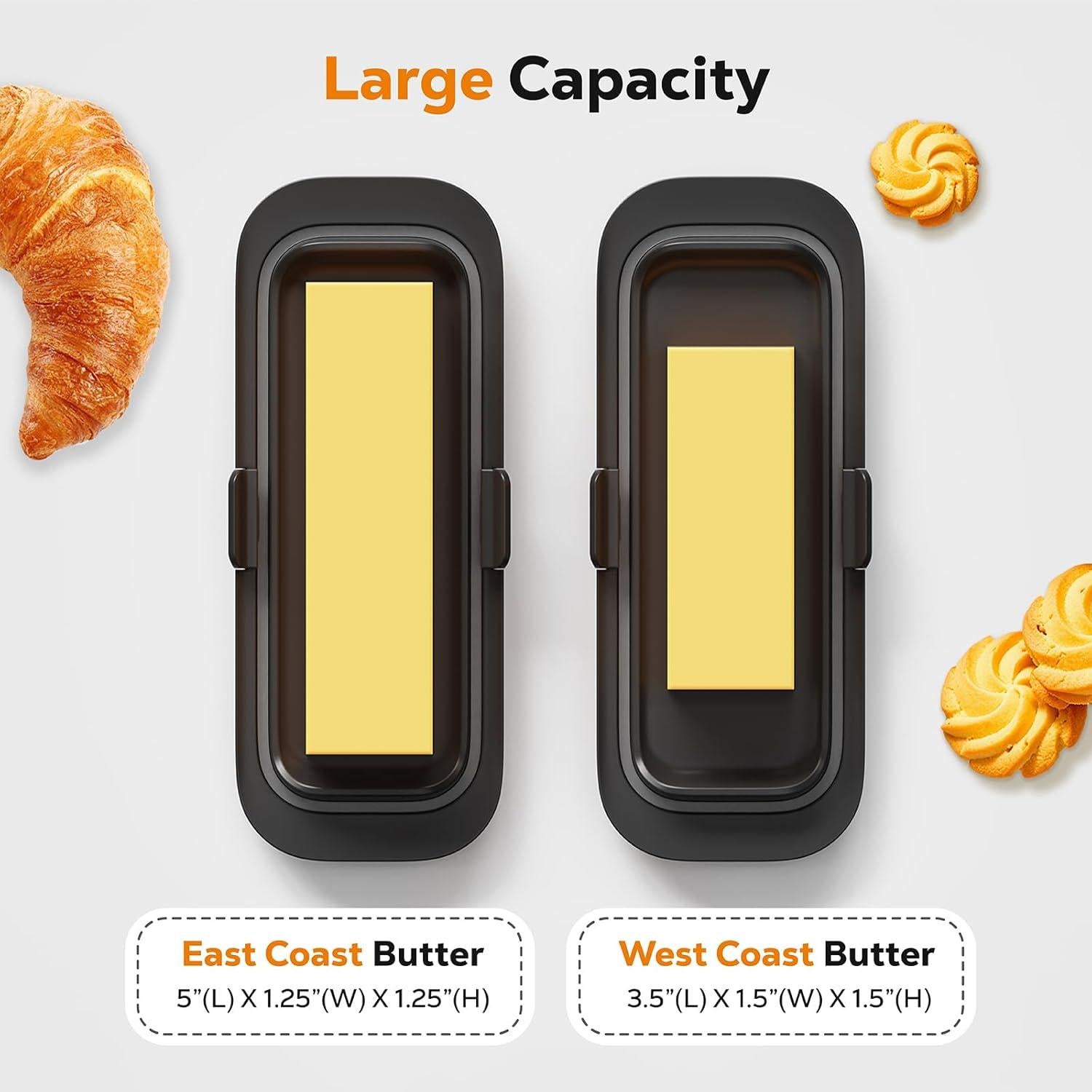 Plato para Mantequilla Hermético Pisol Negro 20.4x8.4cm