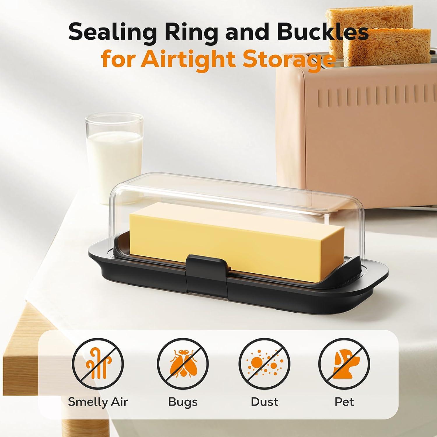 Plato para Mantequilla Hermético Pisol Negro 20.4x8.4cm