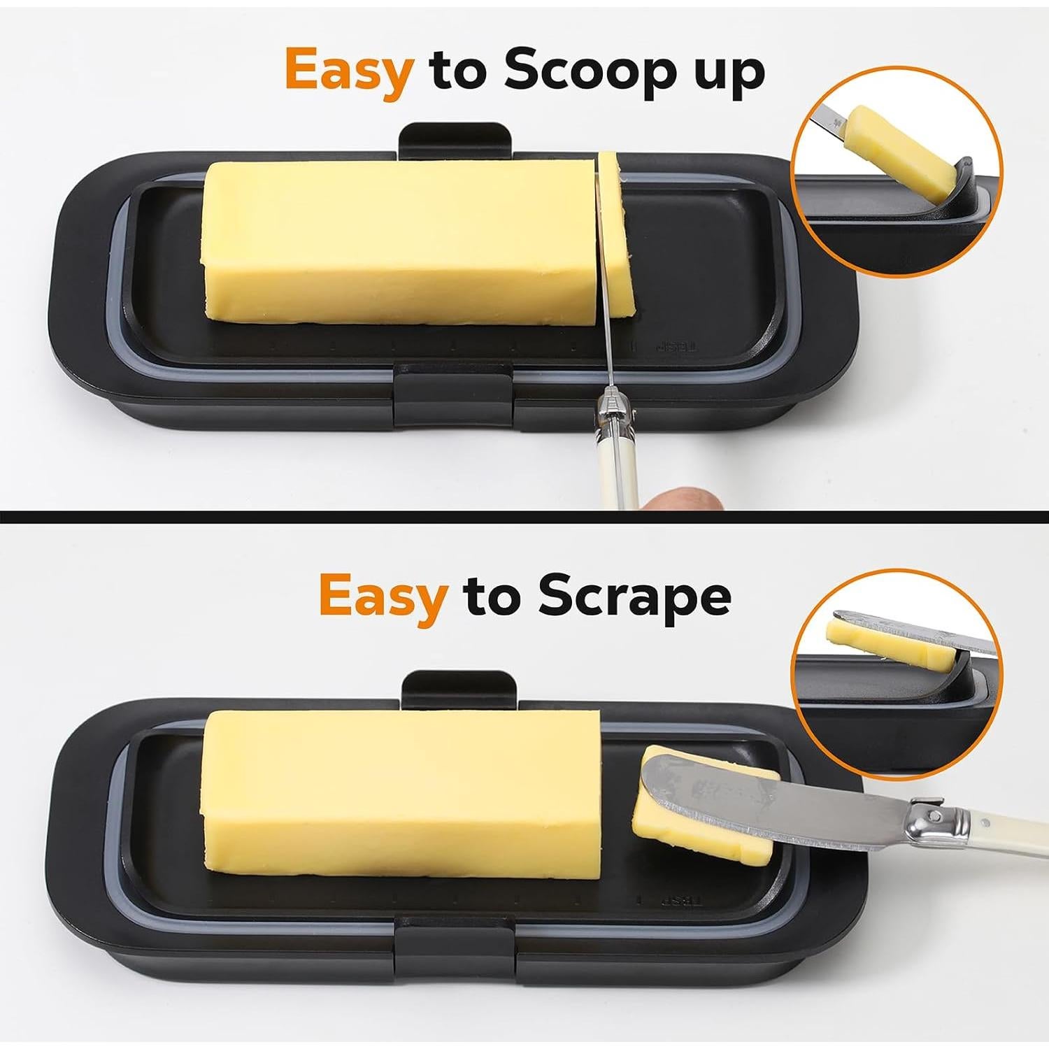 Plato para Mantequilla Hermético Pisol Negro 20.4x8.4cm