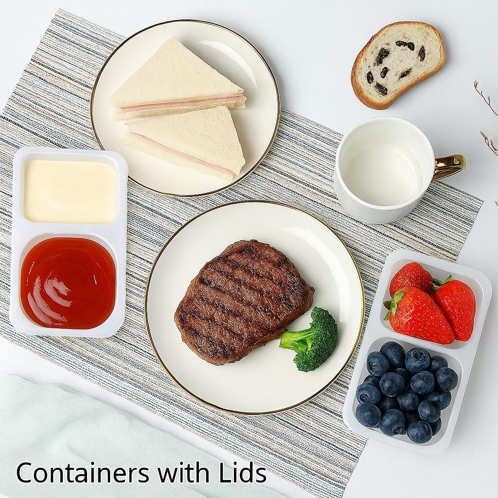 12 Recipientes Reutilizables Firwcwem Doble Compartimento 159ml