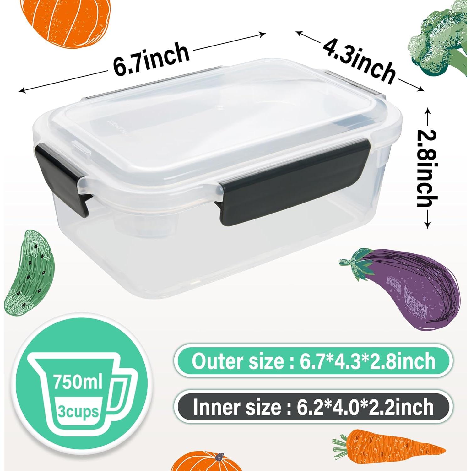 Contenedores de Almacenamiento YORY 3 Tazas 5-Pack Rectangulares