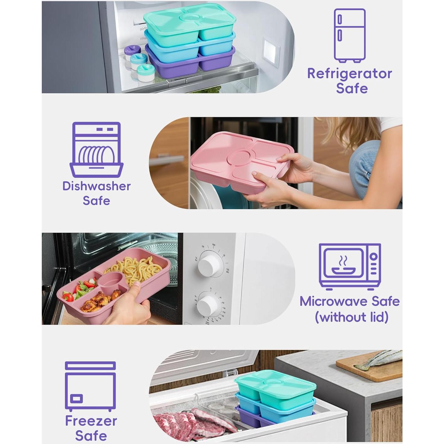 Contenedores de Almuerzo Canfanni 4 Pcs 1100ml Apilables