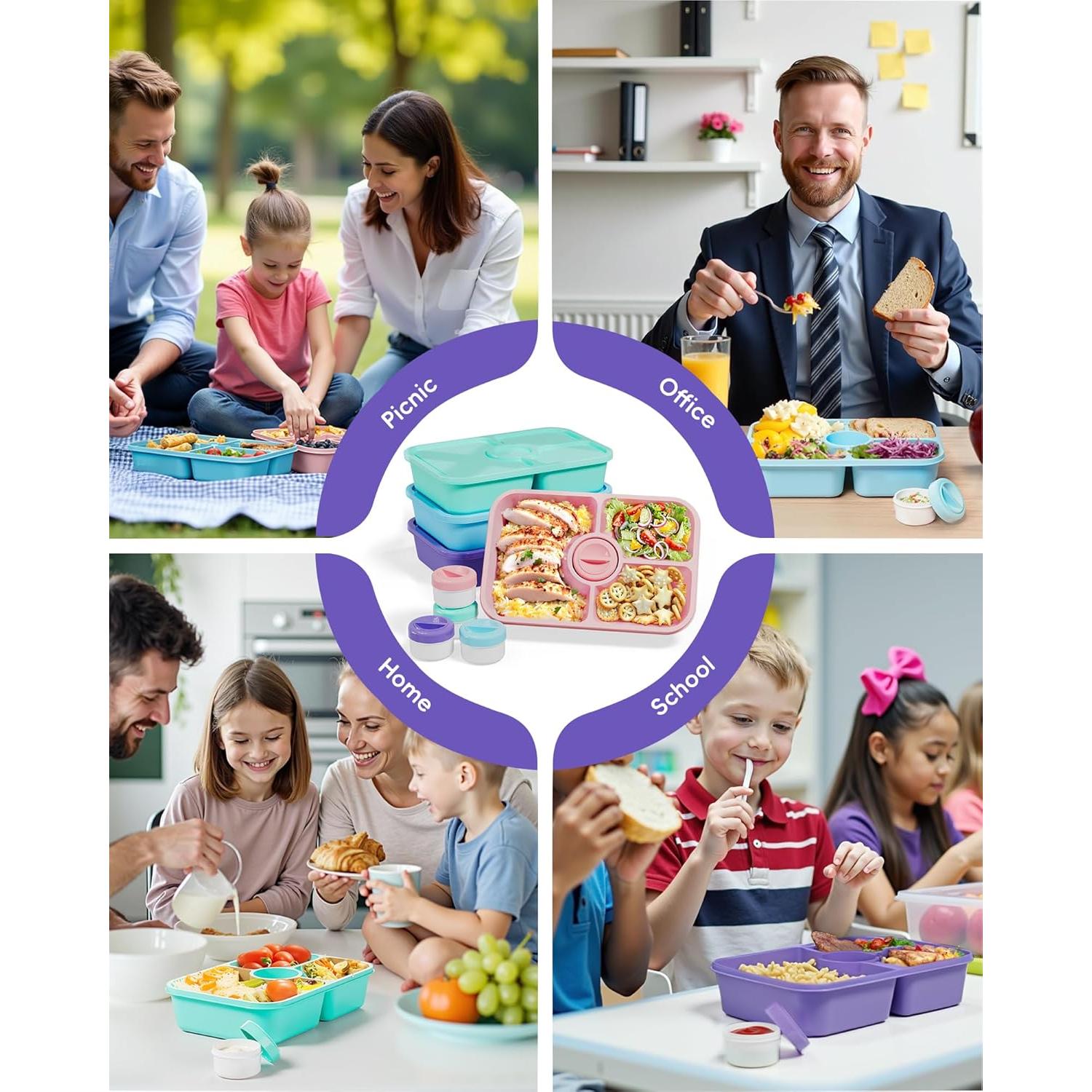 Contenedores de Almuerzo Canfanni 4 Pcs 1100ml Apilables