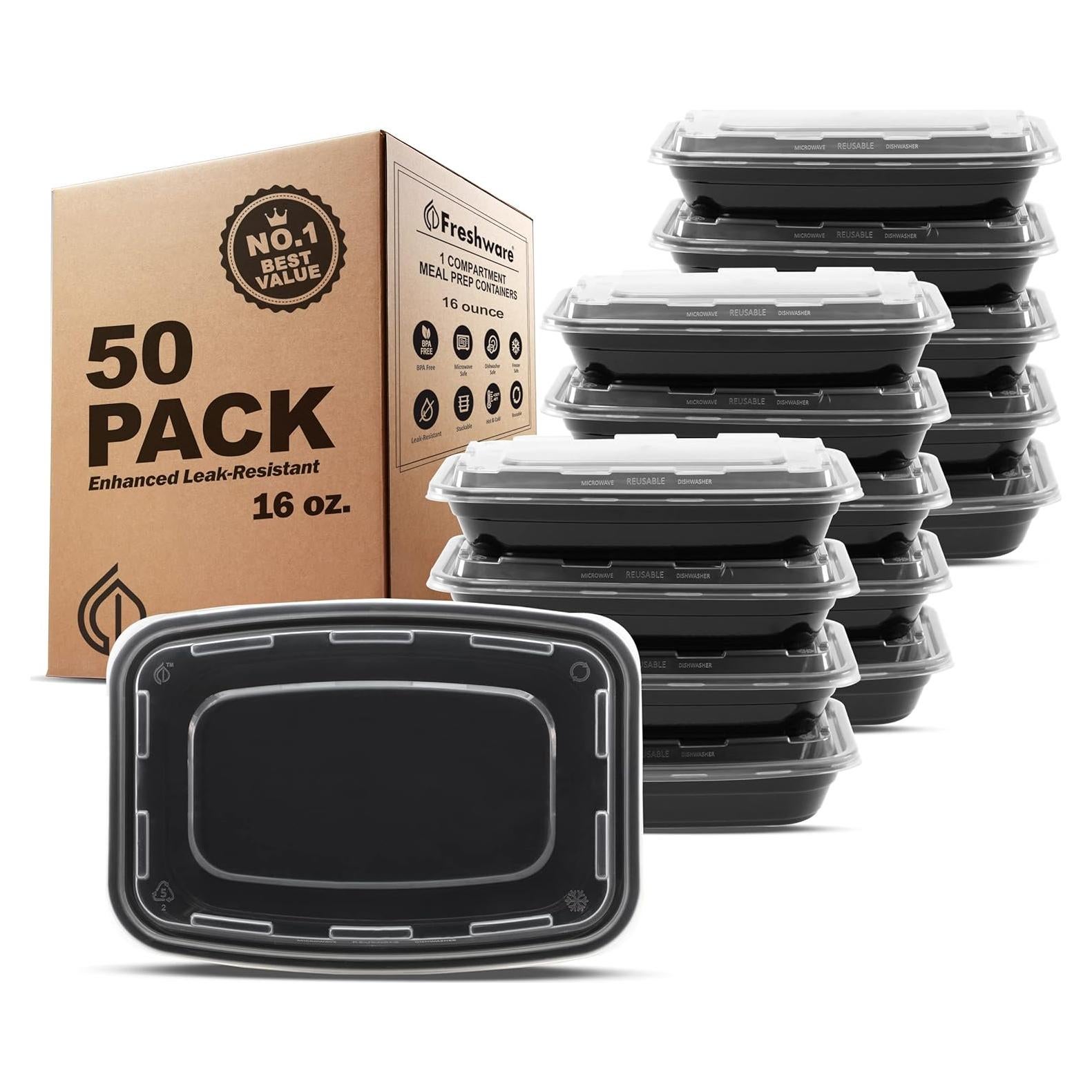 Contenedores de Preparación de Comidas Freshware 50 Piezas 473ml