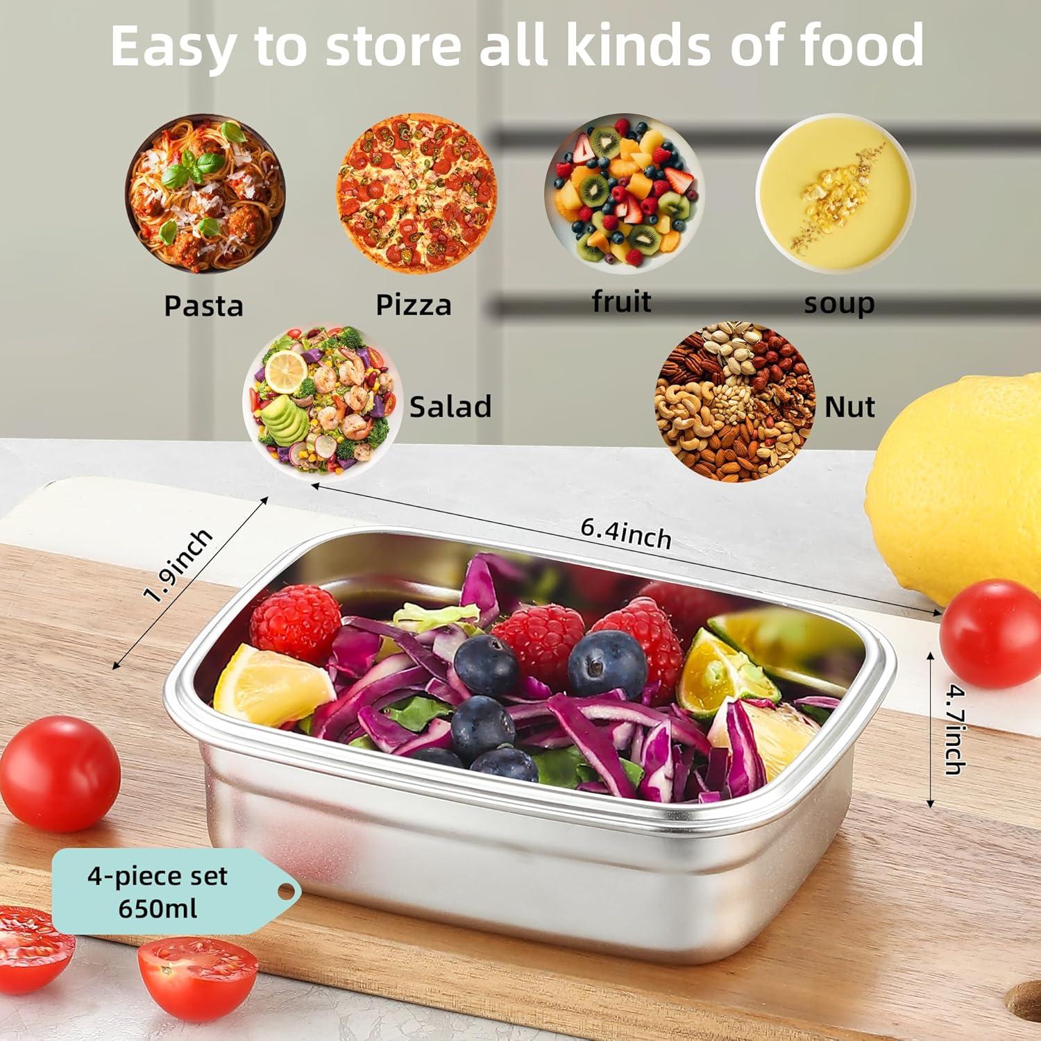 BEFOY Contenedor de Snack Acero Inoxidable 650ml 4 Piezas