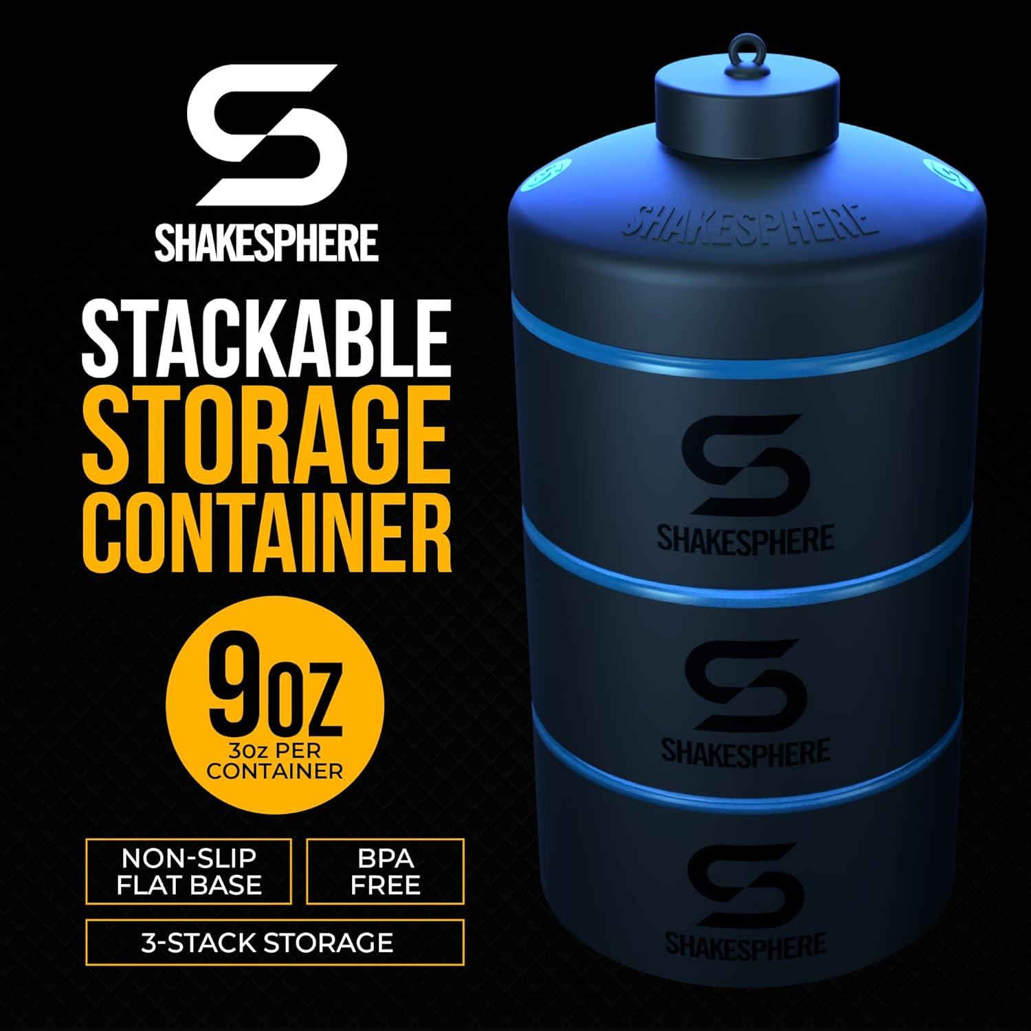 Contenedor de Snack Apilable ShakeSphere 3 Tazas Azul Cian