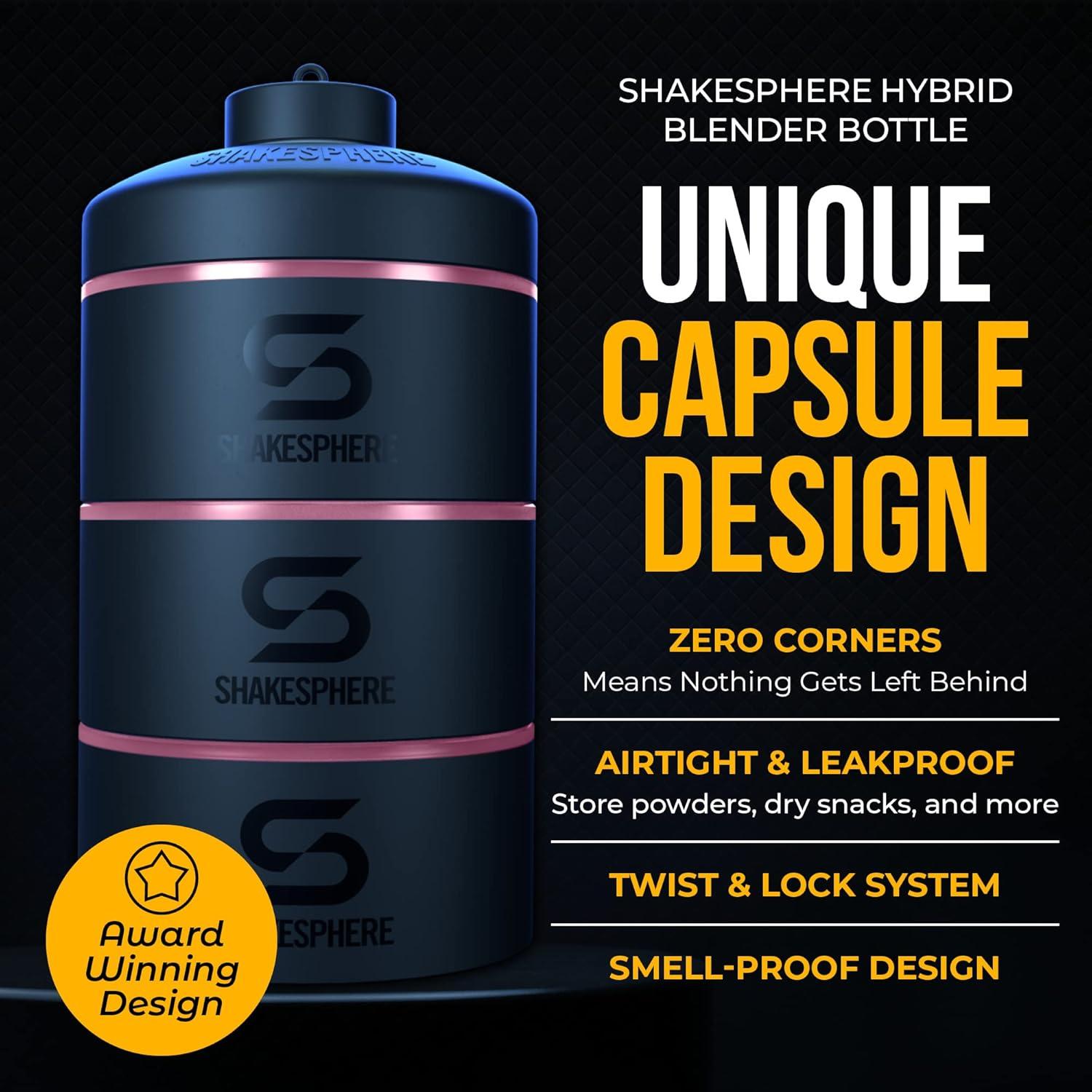 Contenedor de Snack Apilable ShakeSphere 3 Tazas Azul Cian