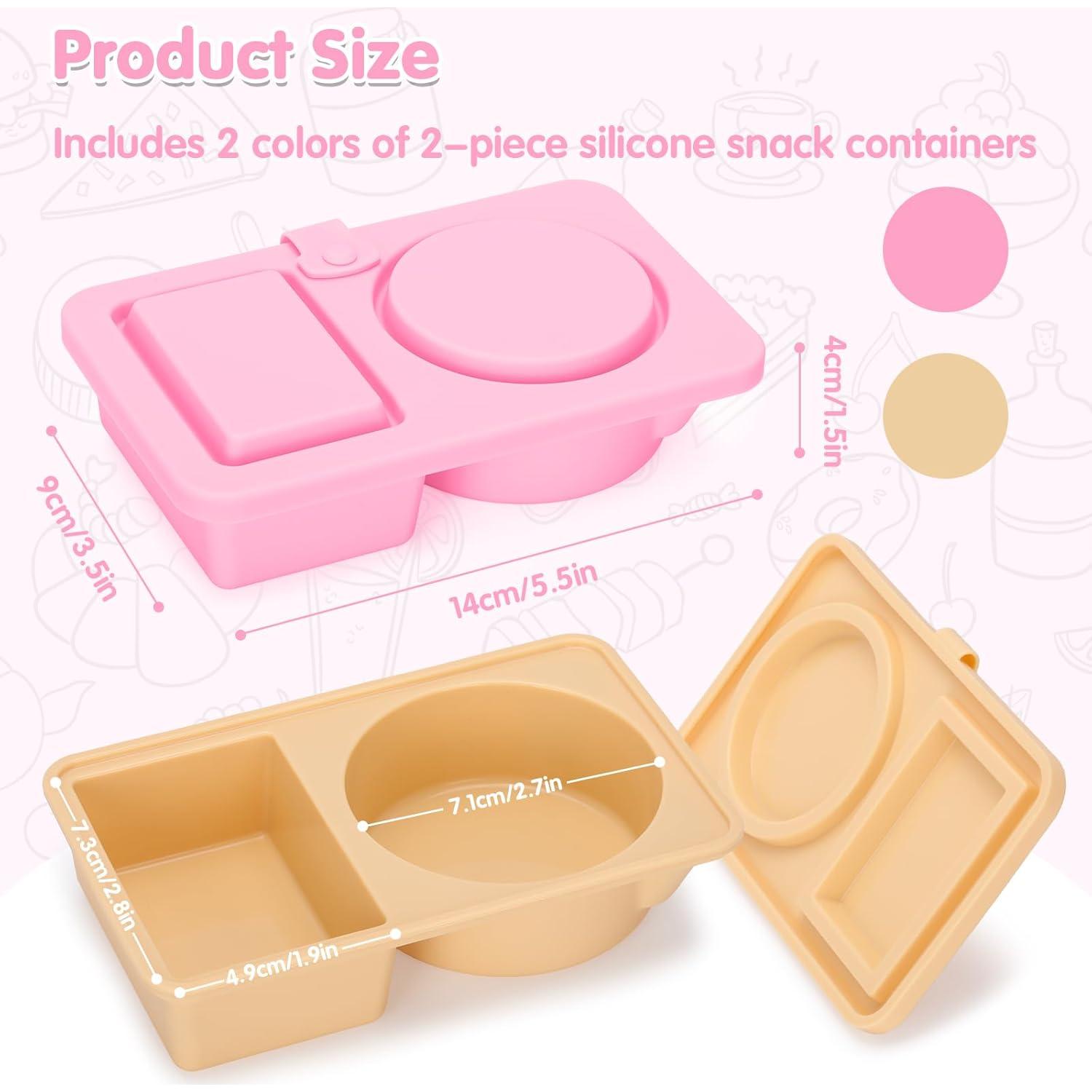 Contenedores de Snack de Silicona AGIFTMIND 2 Pcs Doble Compartimento