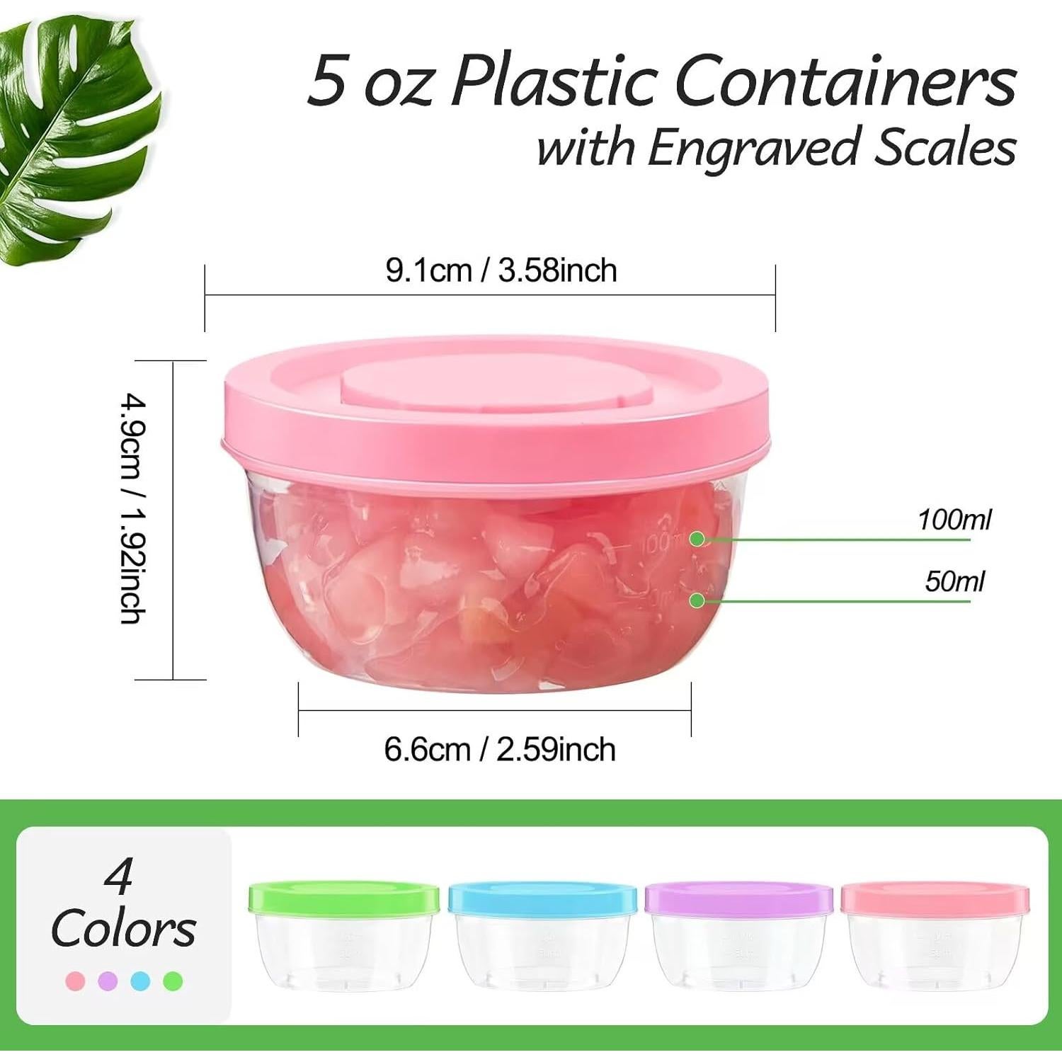 Contenedores de Almacenamiento 5 oz Zezzxu, 12 Tarros Plásticos Apilables