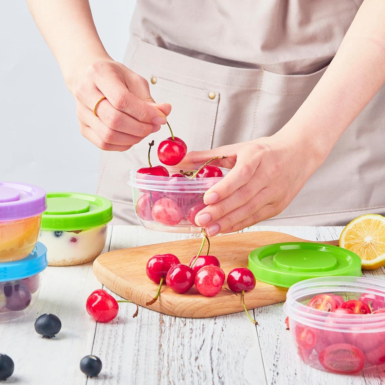 Contenedores de Almacenamiento 5 oz Zezzxu, 12 Tarros Plásticos Apilables