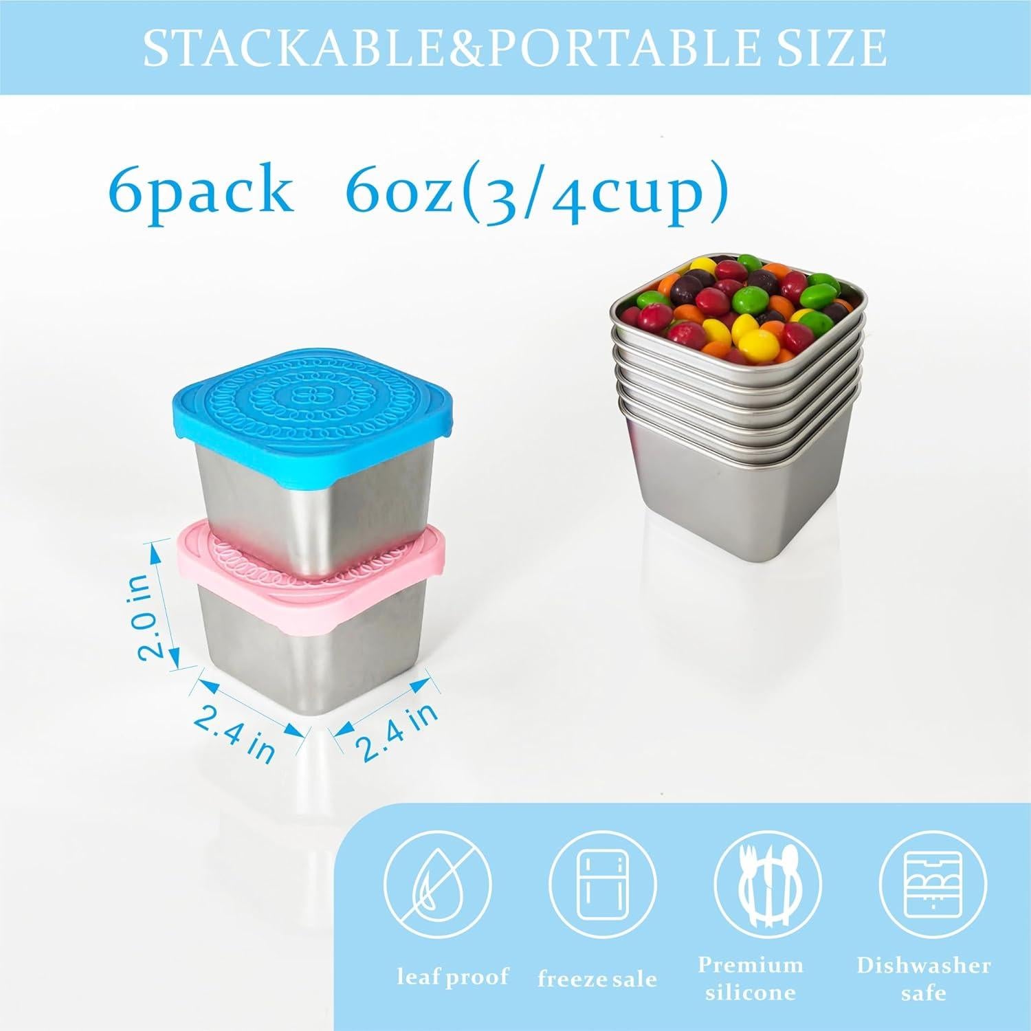 Set de 6 Contenedores de Snack Acero Inoxidable 304 170g