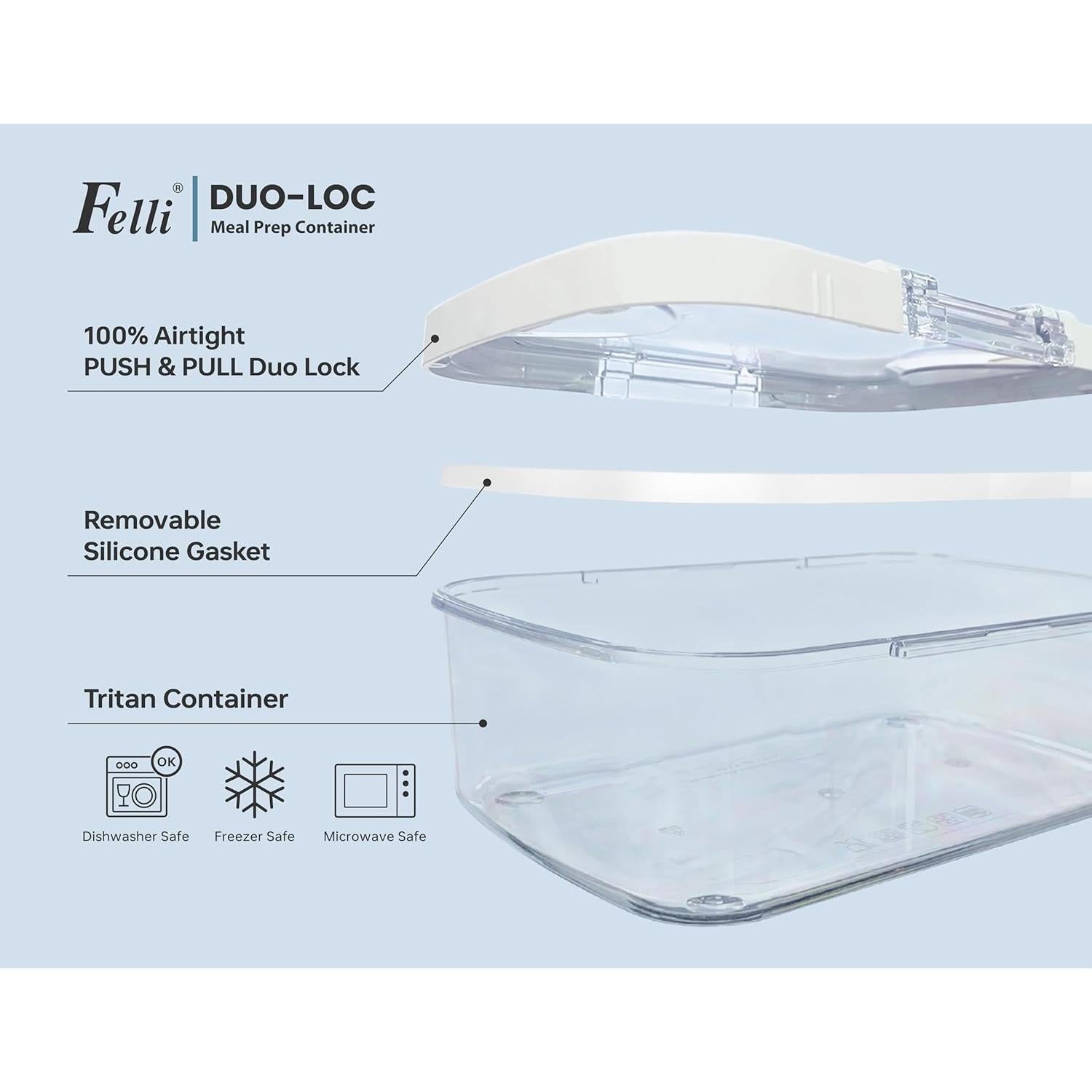 Contenedor de Comidas Felli Duo Loc 12pk Hermético 8.5t