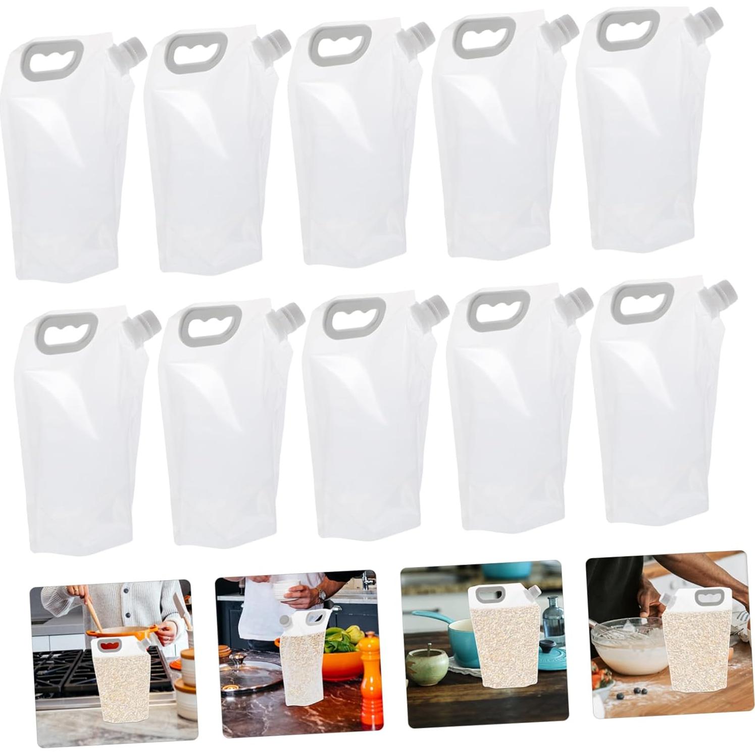 10 Bolsas Transparentes de Almacenamiento de Alimentos 1.5L