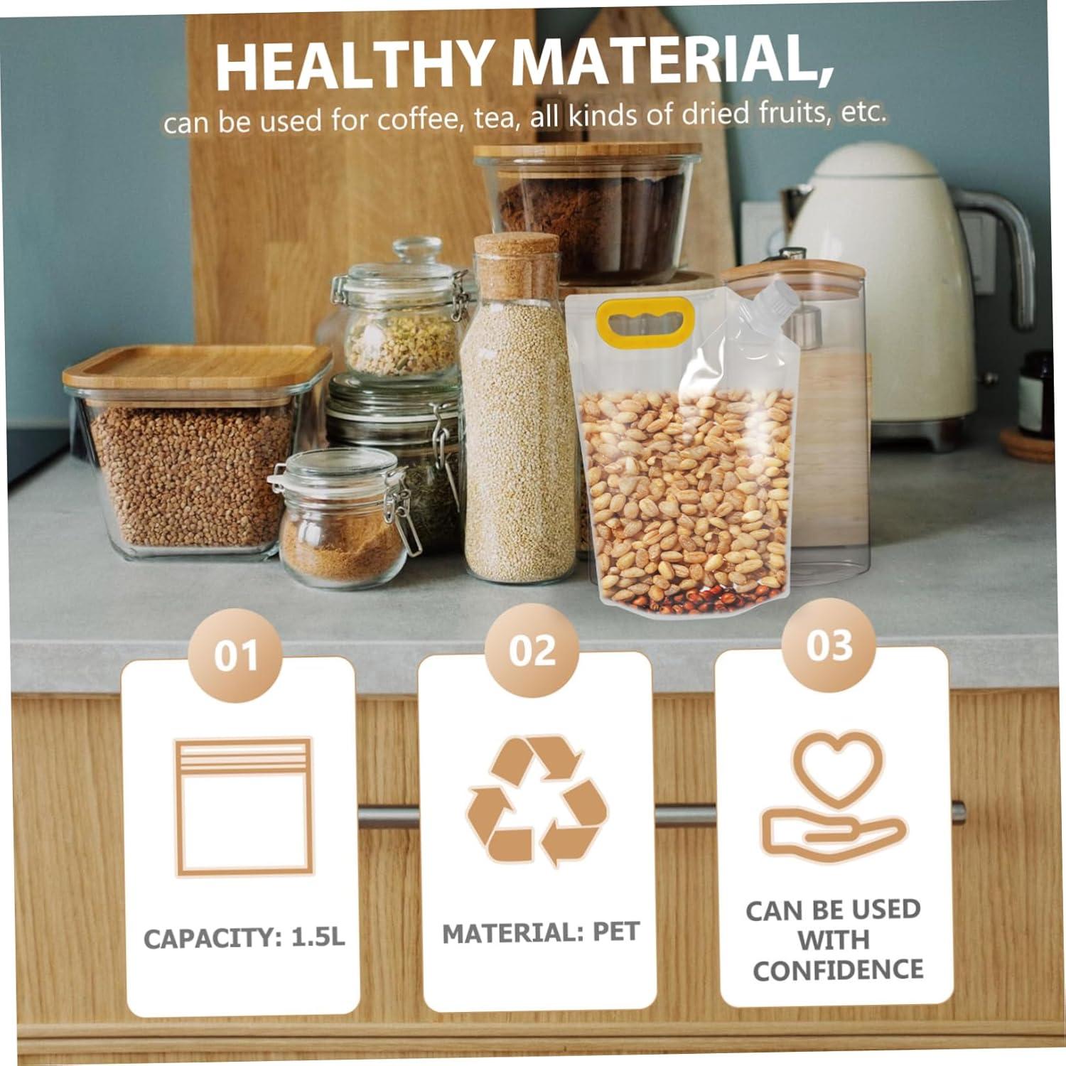 10 Bolsas Transparentes de Almacenamiento de Alimentos 1.5L