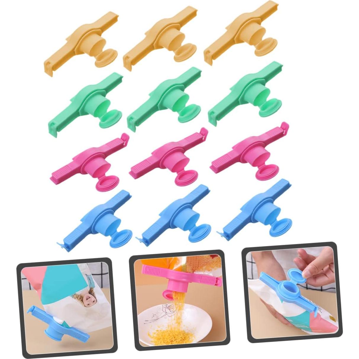 GLEAVI 12 Clips de Sellado de Comida Reutilizables Multicolor