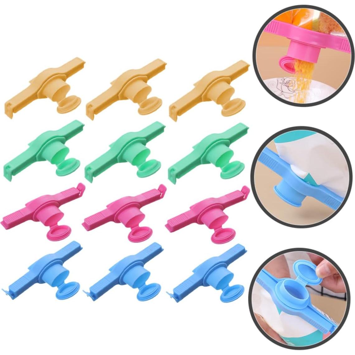 GLEAVI 12 Clips de Sellado de Comida Reutilizables Multicolor