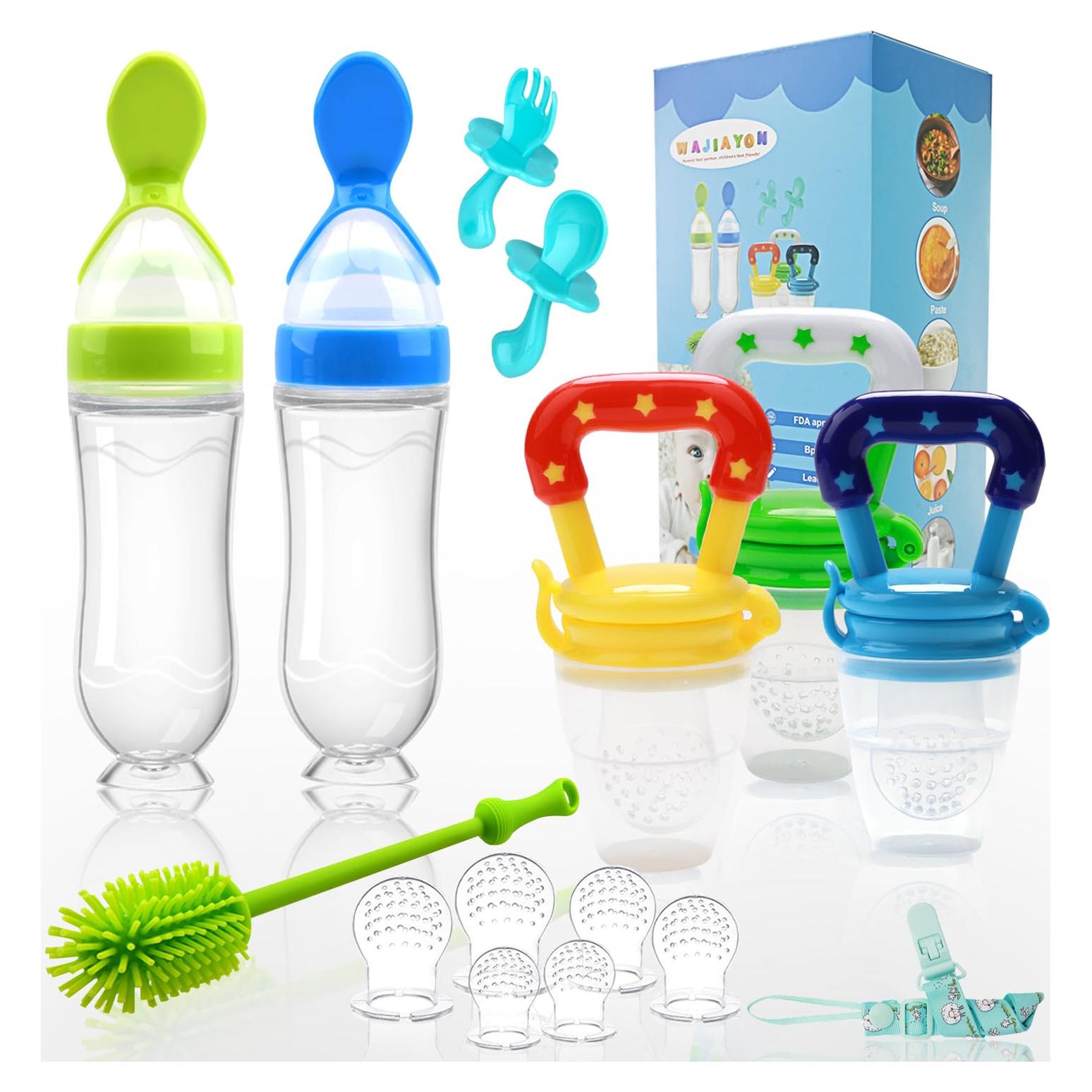 Alimentador de Comida para Bebé Welcoyo con 6 Chupetes y Cucharas