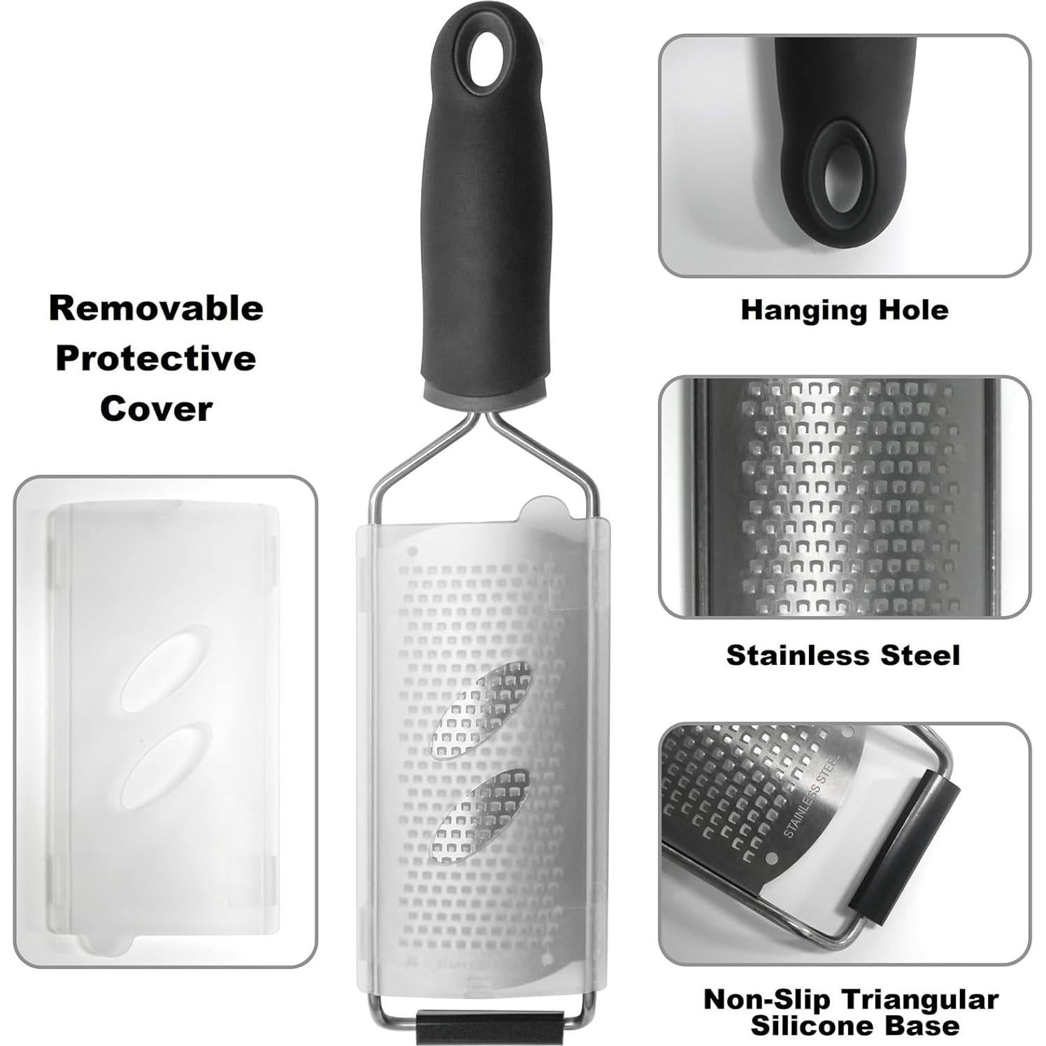 Rallador de Queso de Mano BIDFUL - Acero Inoxidable, Negro