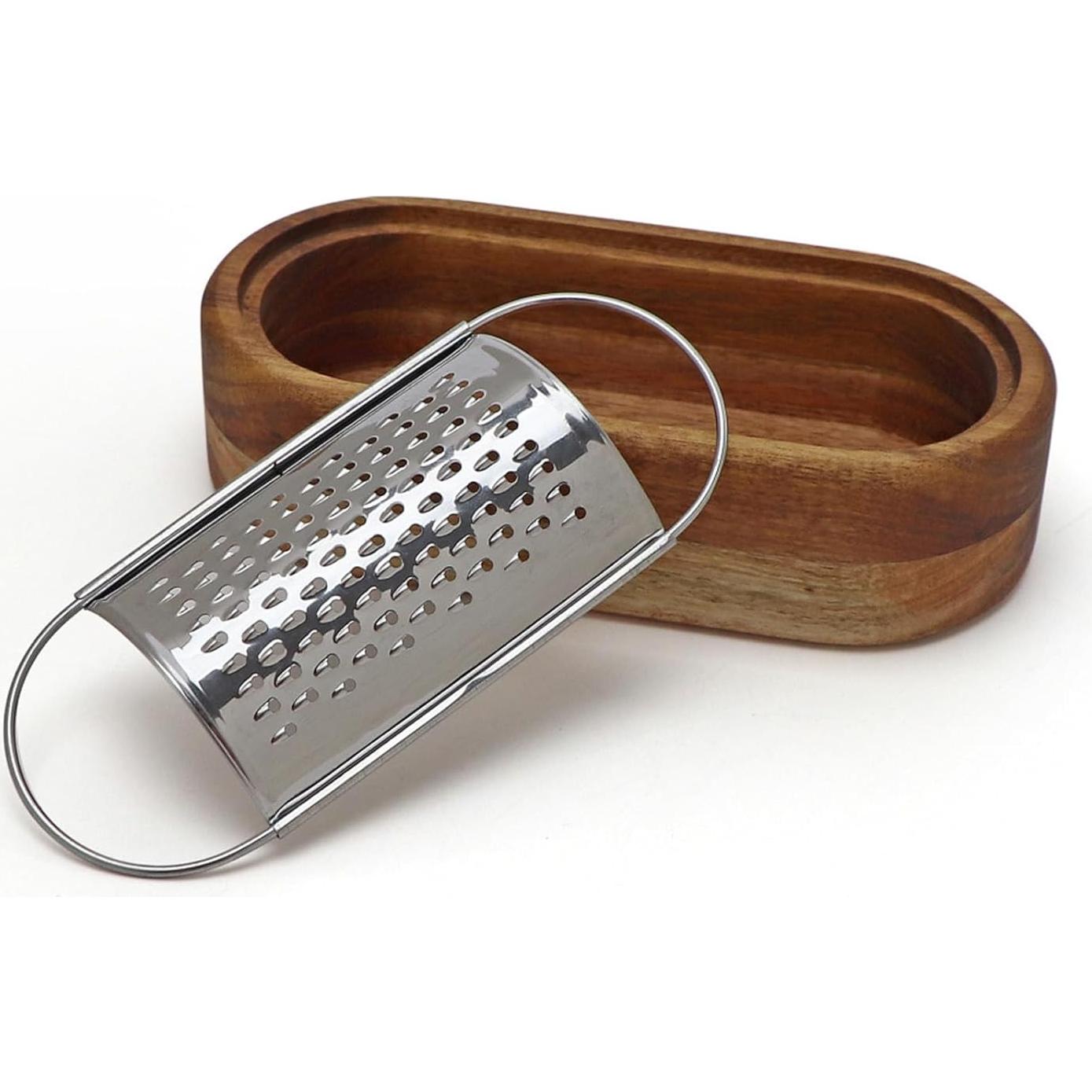 Rallador de Queso ROQILA Acero Inoxidable con Contenedor Madera