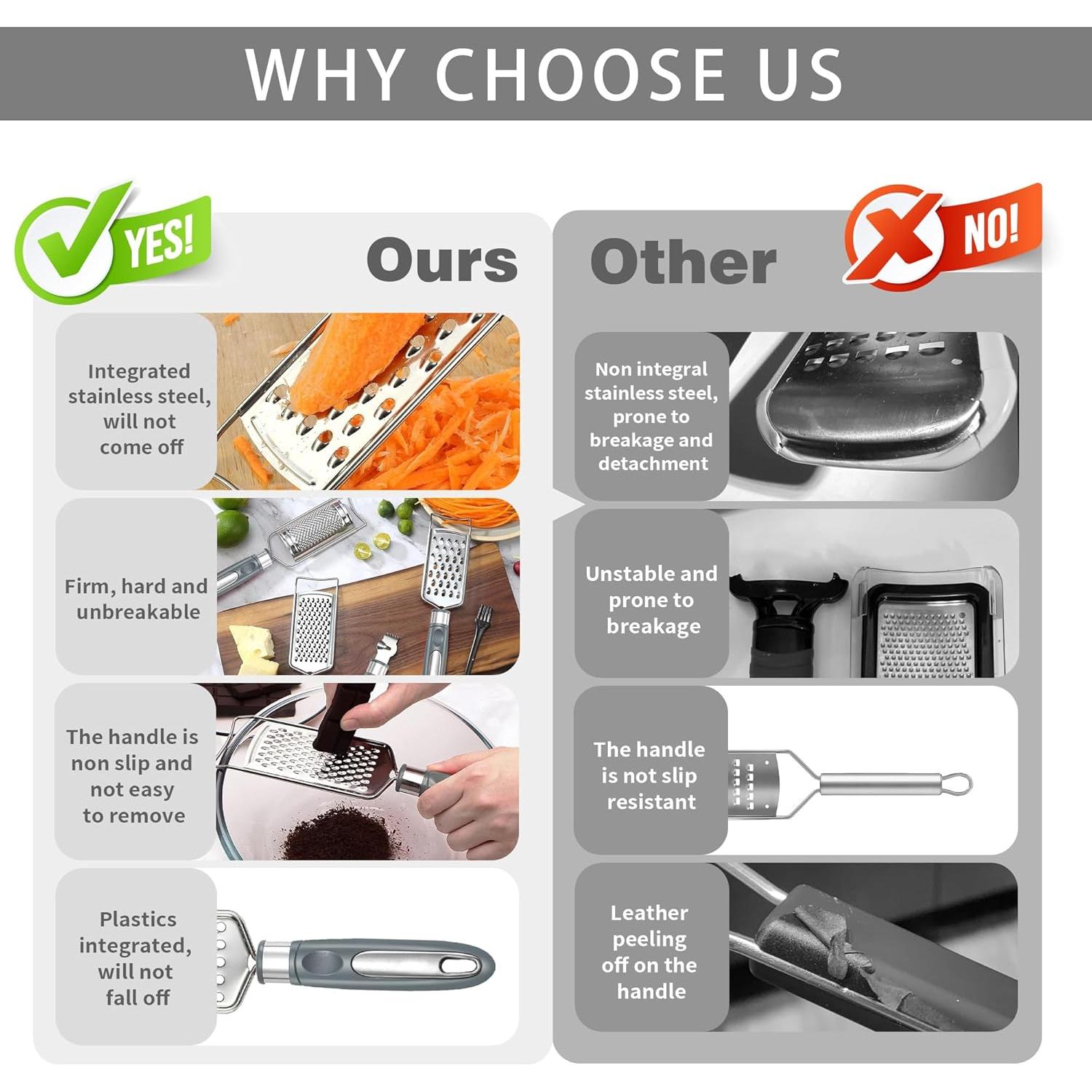 Rallador de Queso y Verduras Encontrar - Acero Inoxidable, Set 5 Piezas