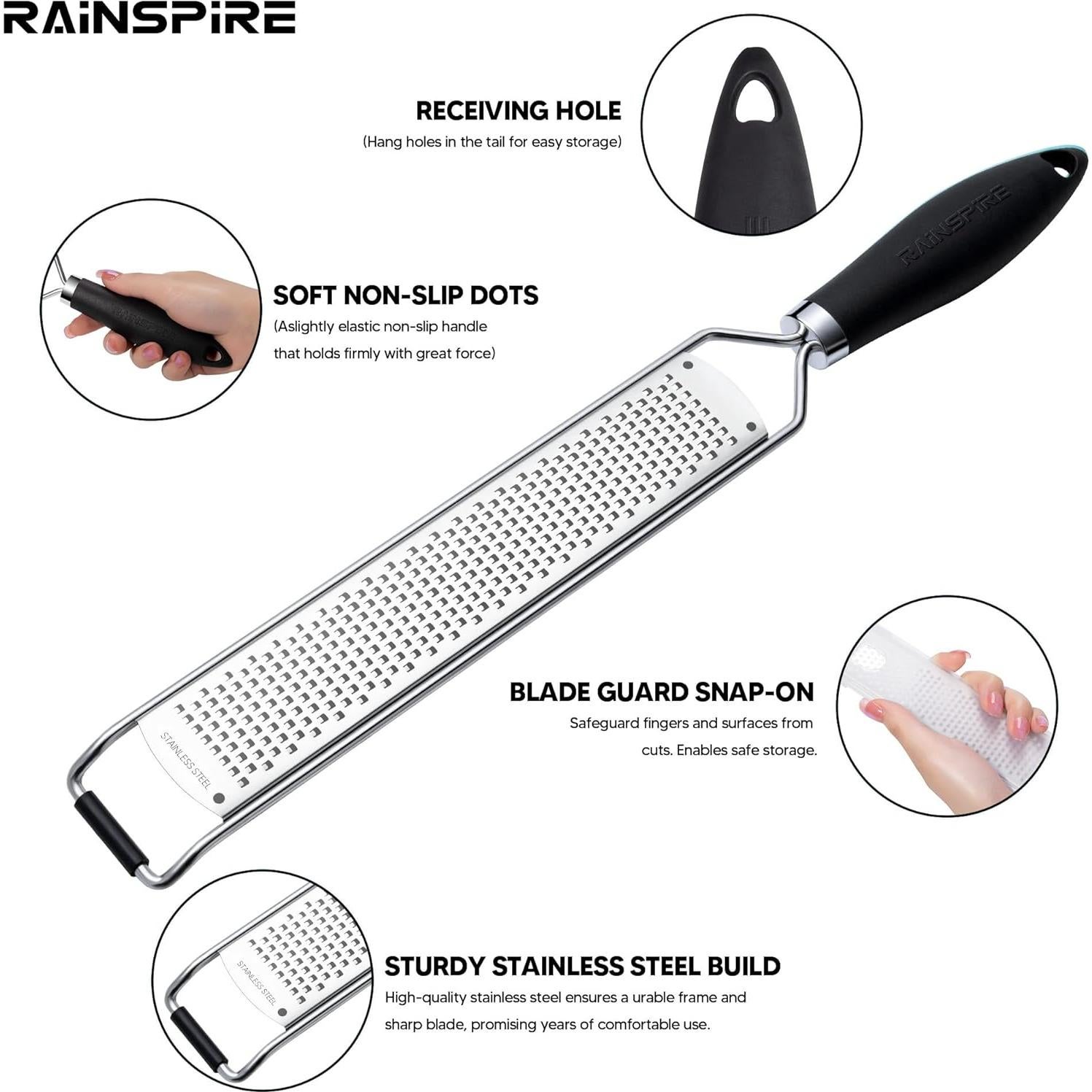 Rallador Zester Rainspire Acero Inoxidable Negro 37.8 cm