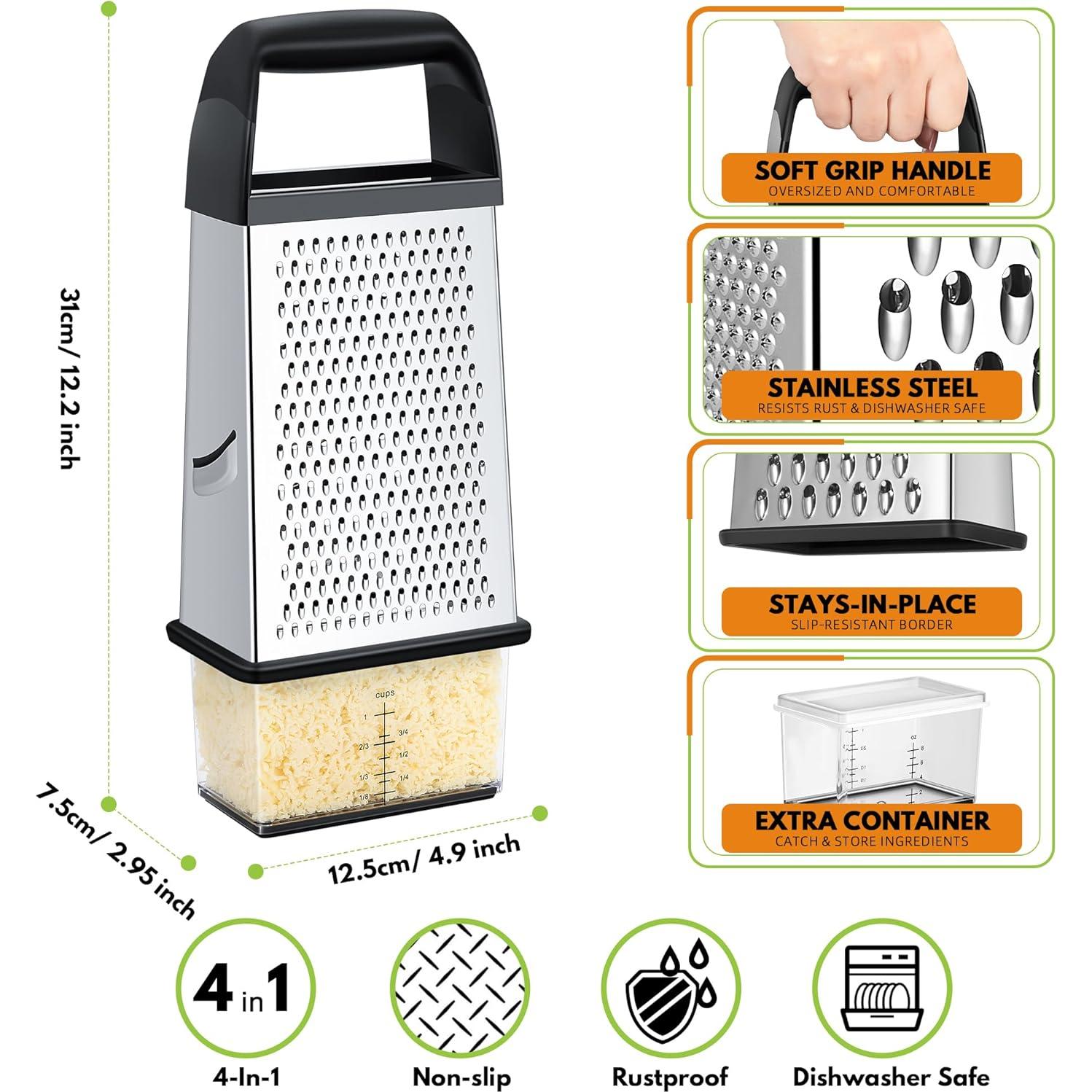 Rallador de Queso Urbanstrive Acero Inoxidable 4 Lados