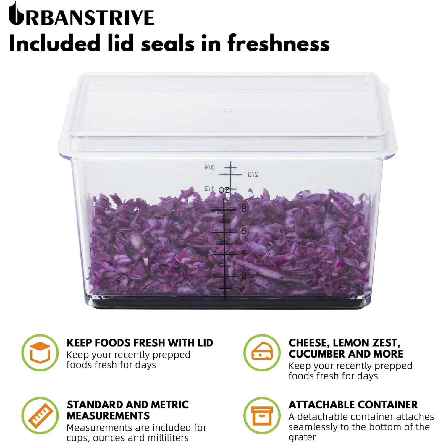 Rallador de Queso Urbanstrive Acero Inoxidable 4 Lados